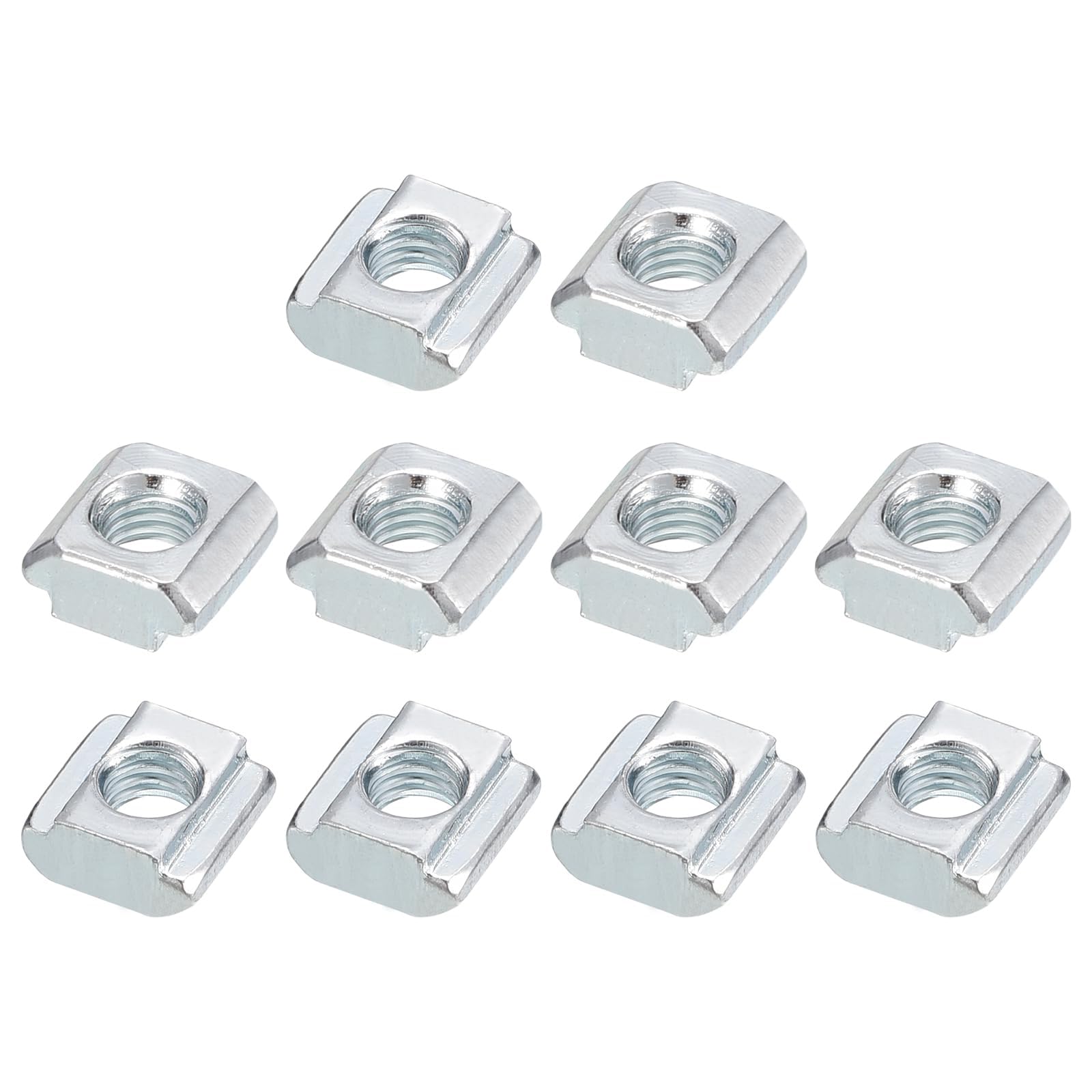 TOP-VIGOR M5 Sliding T Slot Nuts 100Pcs, Nickel Plated Carbon Steel Hammer Head Roll-in T-Nuts for 2020 Aluminium Extrusion Profile, T-Slot Fasteners for CNC and 3D Printer Assembly