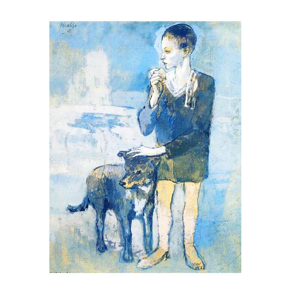 Amazon.co.jp: 犬の絵画パブロ・ピカソの少年と犬の絵のポスター画像