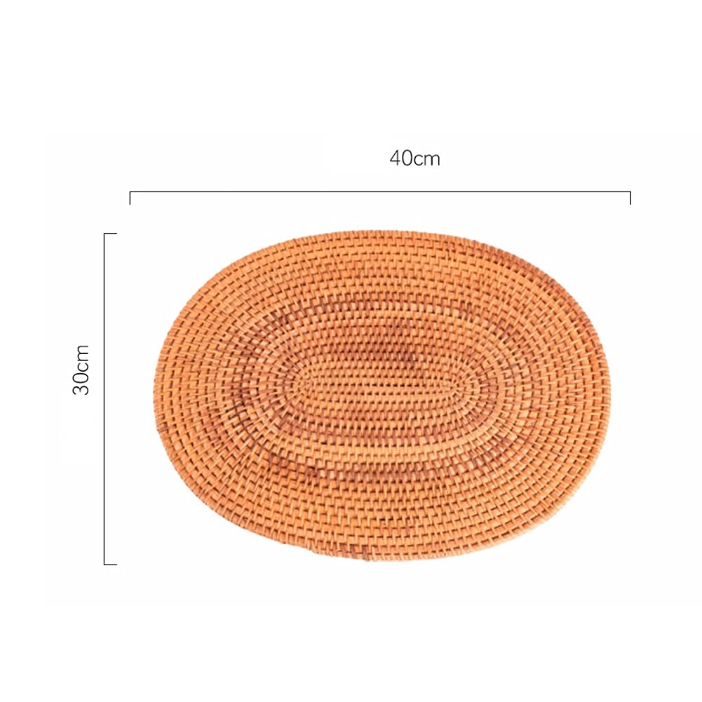 Juego de Salvamanteles Manteles Individuales Oval Tejidos de Rota, Manteles Trenzados Naturales, Manteles Individuales de Mimbre de Ratán para Mesa de Comedor Café (Size : 6 Pack)