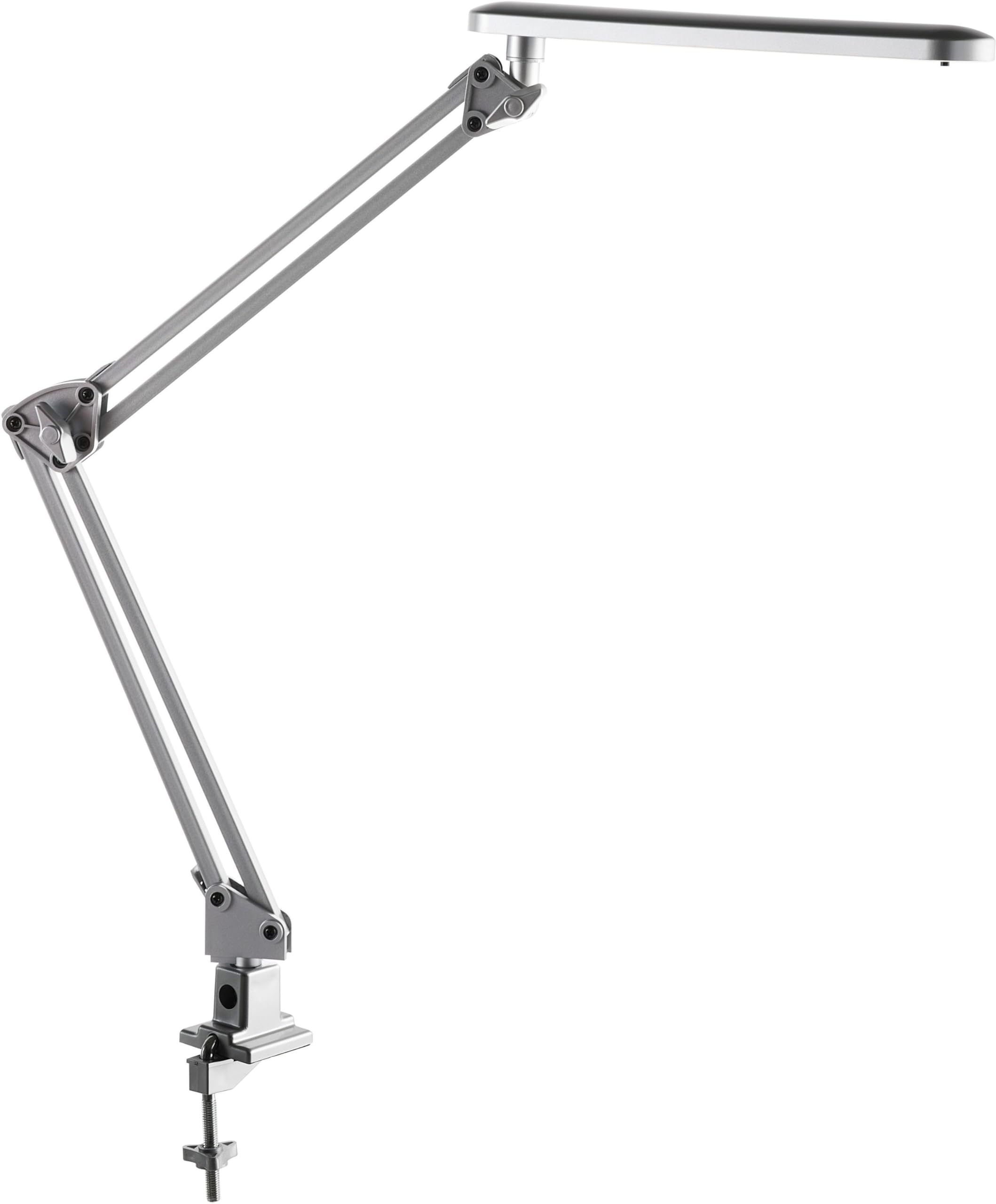Alco-Albert - LED Schreibtischlampe mit Tischklemme 20 LEDs 7W silber | Flexible Klemmleuchte mit stufenlos verstellbarem Arm, für Schreibtisch, Werkbank und Regal