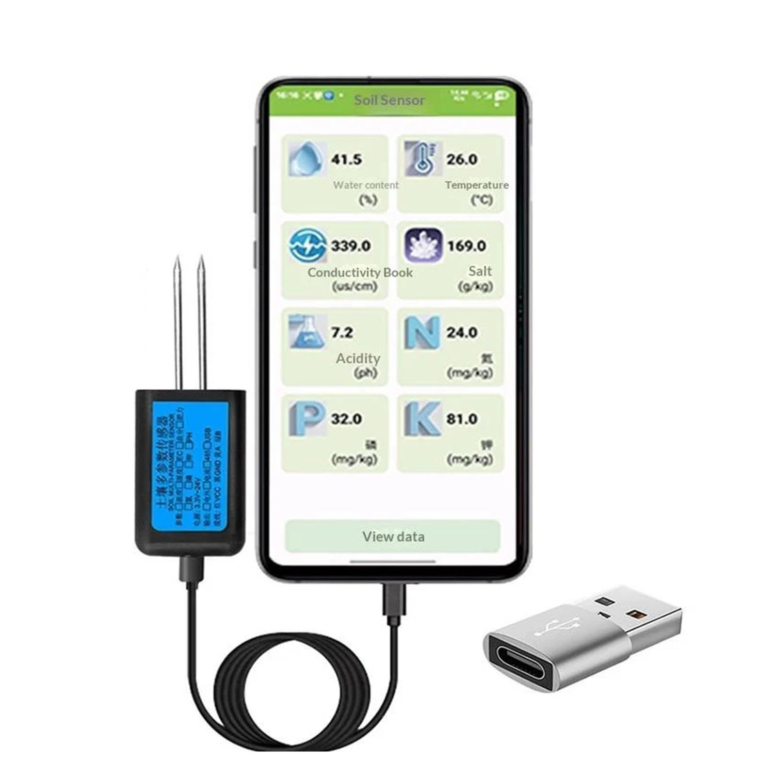 Sensore suolo Umidità Temperatura Umidità EC PH NPK