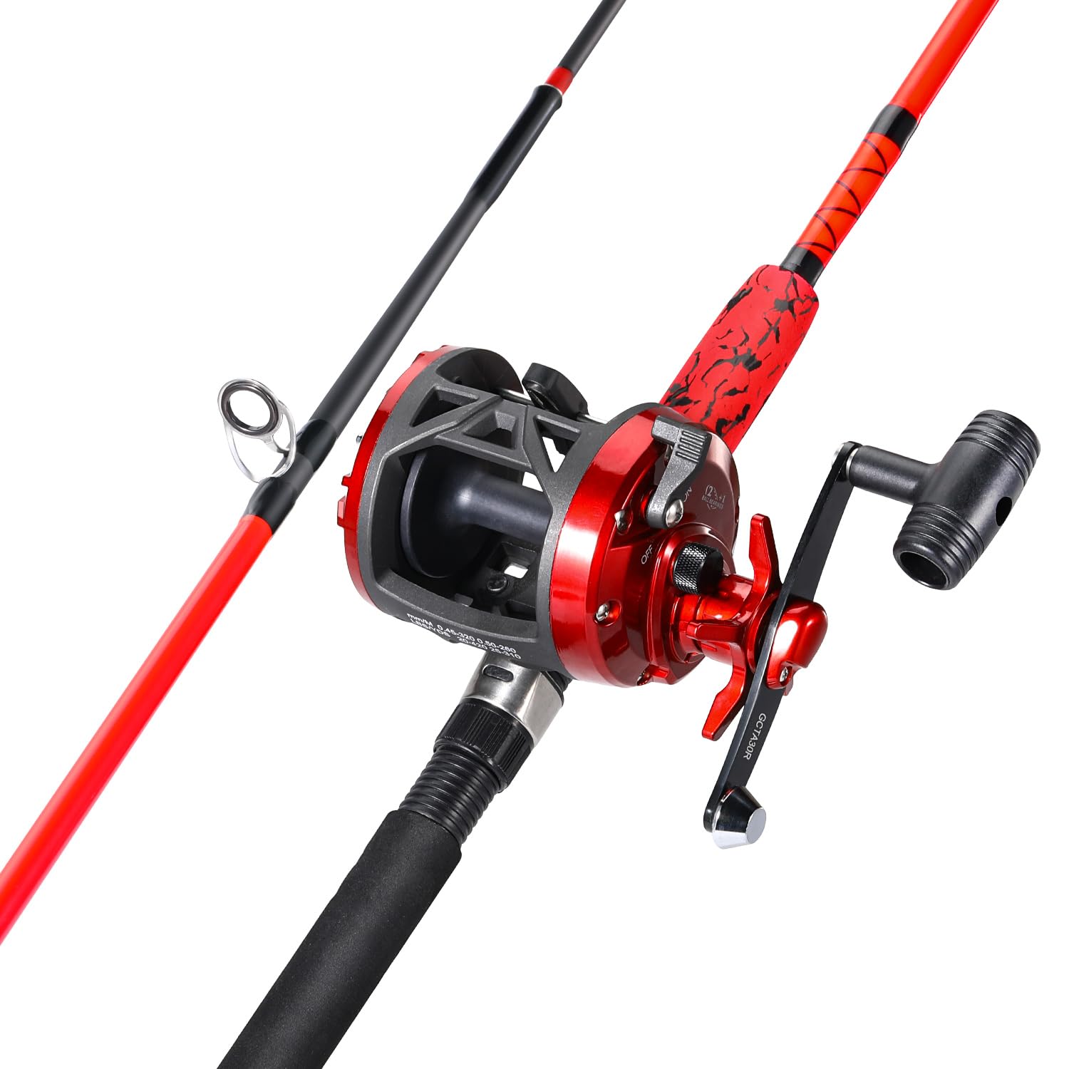 Sougayilang Conventional Reel and Fiberglass Fishing Rod Combo, Medium Heavy for Catfish Angling