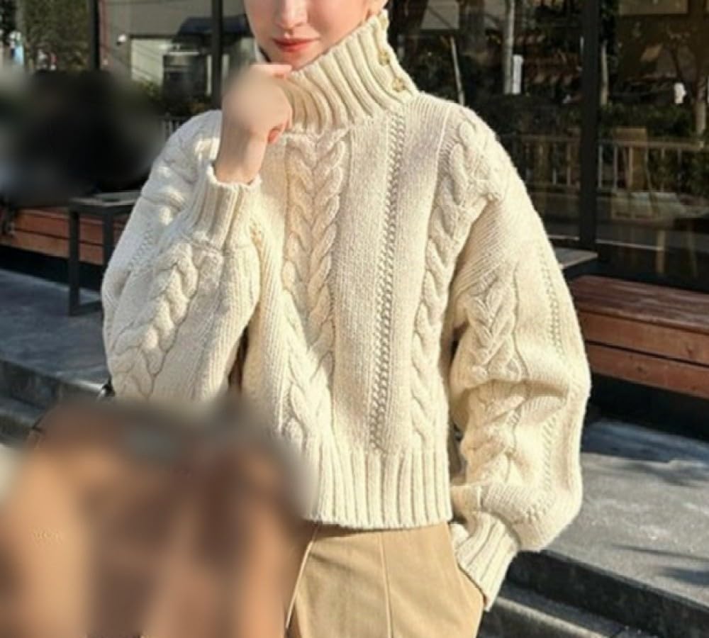 Damen Winter Rollkragenpullover Lose Knöpfe Strickpullover Wollpullover Strickpullover Langarm Pullover Dicker Winterpullover Warme Tops Pullover Strickwaren