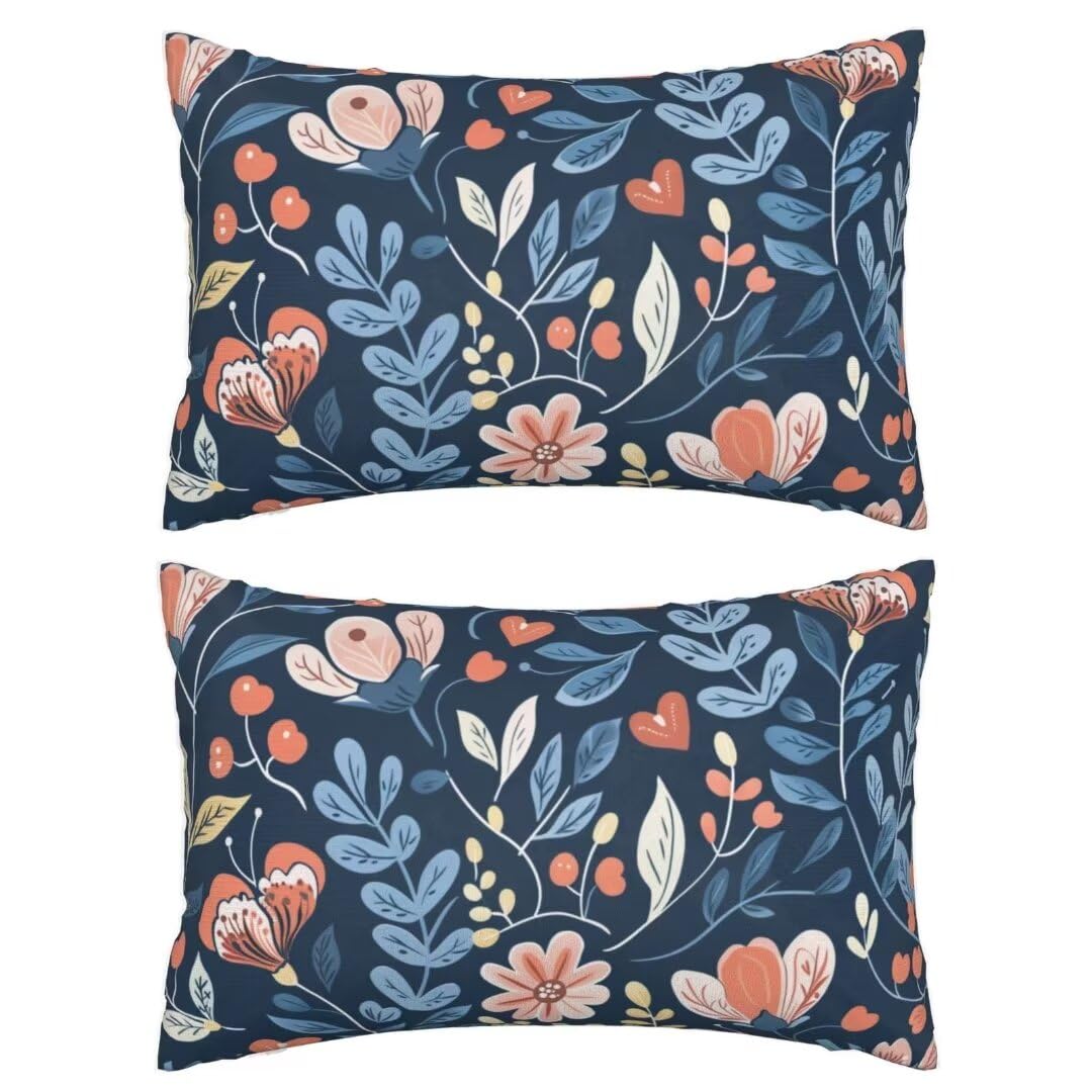 Outdoor Pillows Flower Pillow Covers 28x35 Inch Set of 2 Throw Pillow Covers, Blue Throw Pillows, Rectangular Lumbar Pillows Cushion Covers Decorative Pillows for Couch Garden Patio Furniture J286
