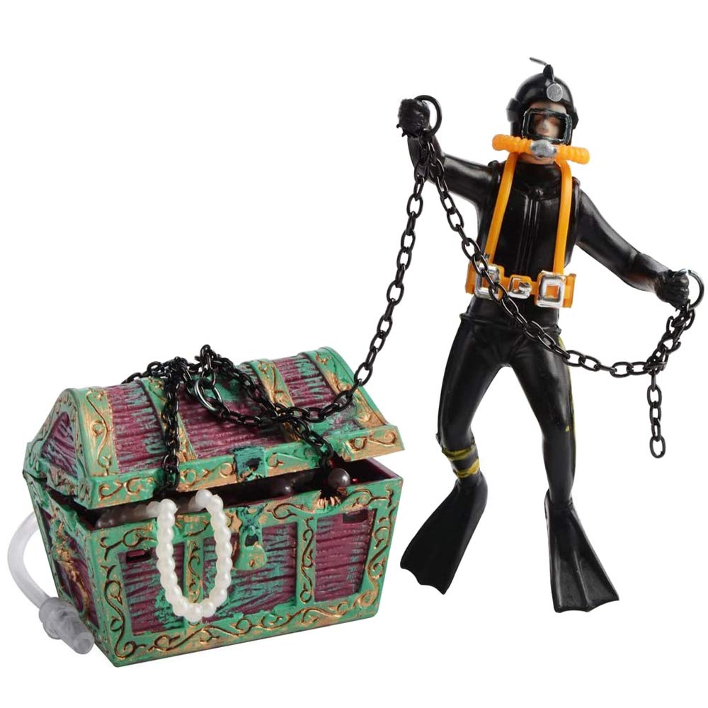 Bestgle Tesoro - Adorno flotante para acuario con diseño de cazador de tesoros, ideal para acuarios