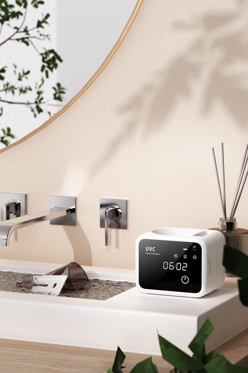 20000mAh Desinfectante para Cepillos De Dientes con UV,Esterilizador Cepillo Dientes UV Soporte Cepillo de Dientes Pared,Función De Tiempo (Blanco),Instalación sin Perforación,Soporte para 2 Cabezales