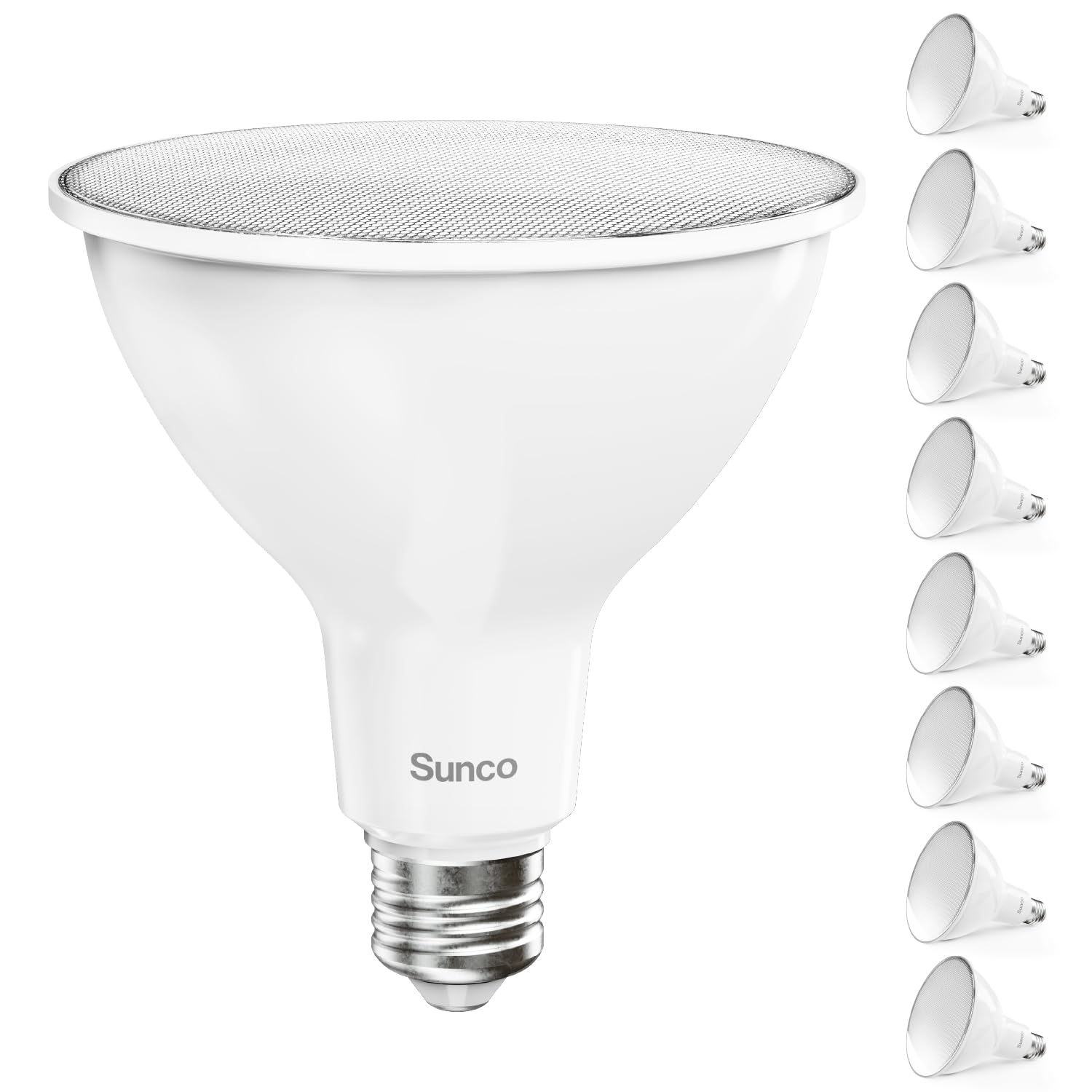Sunco Lighting 8 Pack PAR38 LED Flood Light Outdoor Bulb, Waterproof Bright Dimmable 13W=100W, 5000K Daylight, 1050lm, E26 Base UL Energy Star Listed
