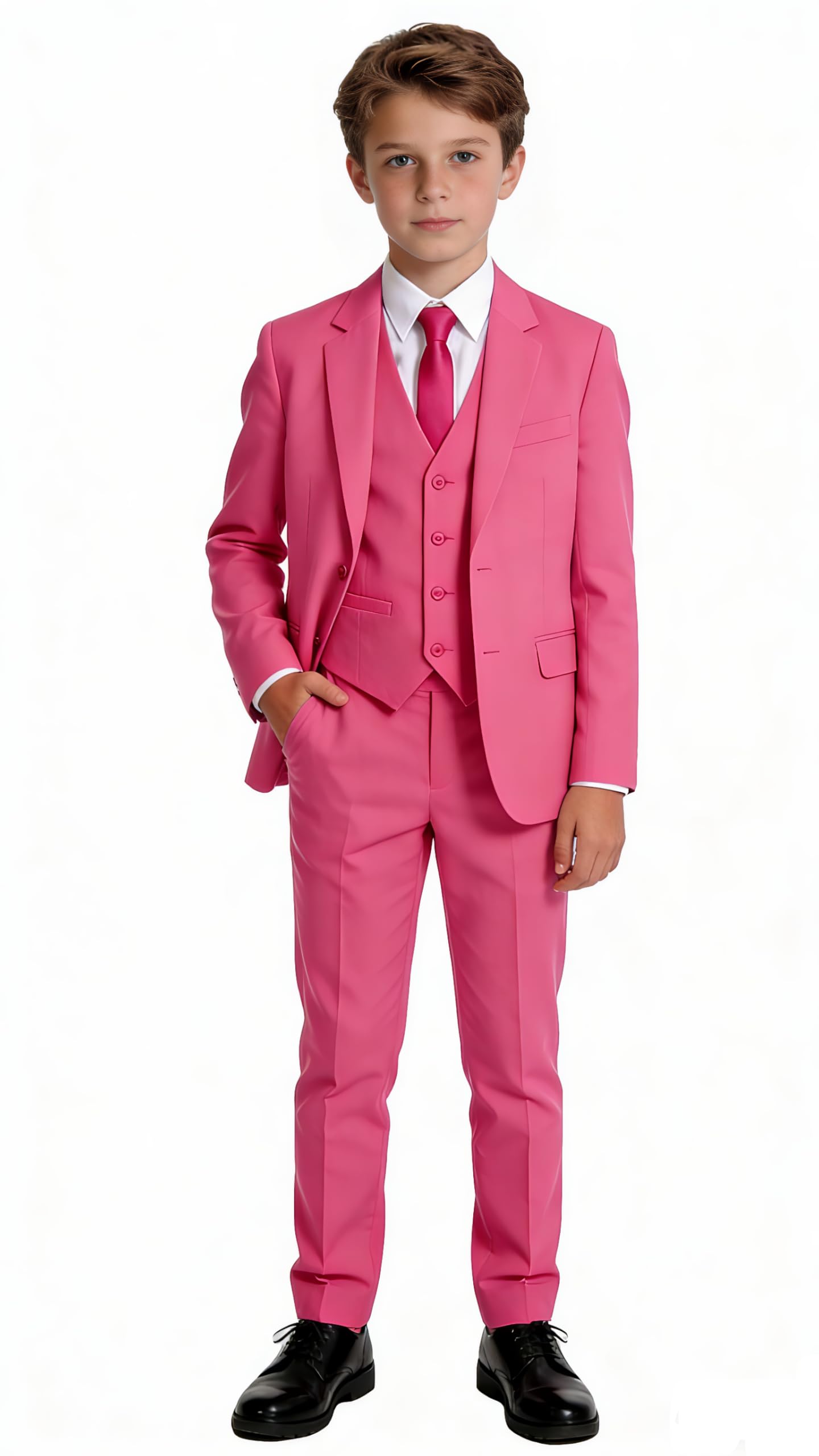 Toddler Suit for Boys 5 Piece Slim Fit Tuxedo,Ring Bearer Outfit Kids Wedding Guest Dress Clothes