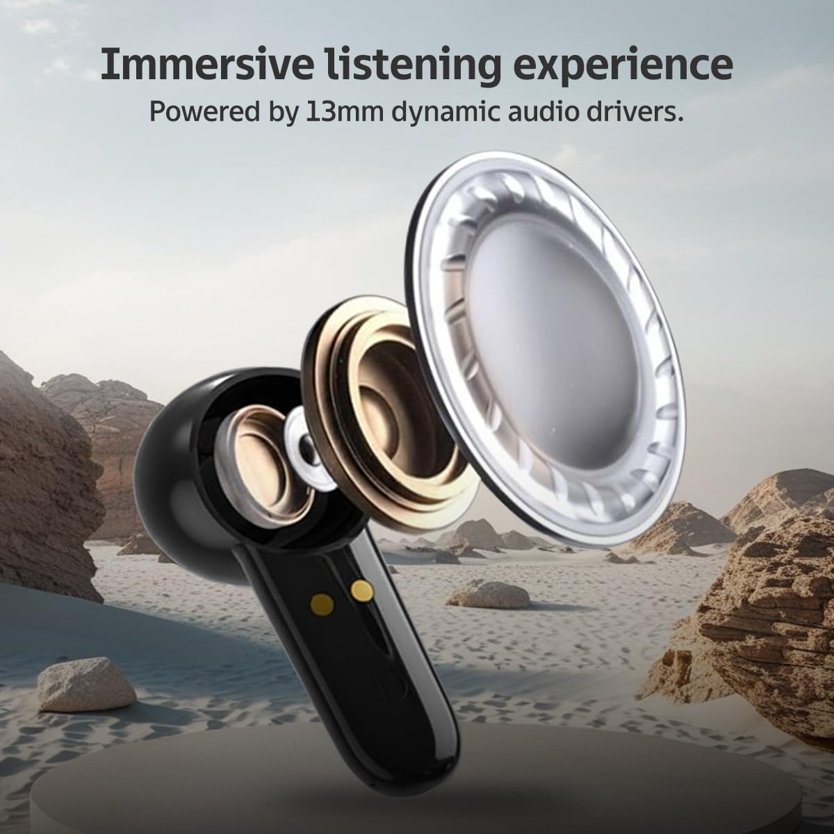 pTron Bassbuds NEO TWS Earbuds w/ 13mm Drivers, 45Hrs Playtime, Dual HD Mic & AI-ENC Calls, Custom EQ, Mobile App, Bluetooth V5.4 Earphones, Voice Assistant, Type C Fast Charging & IPX5 (Raven Black) — Amazon image 7