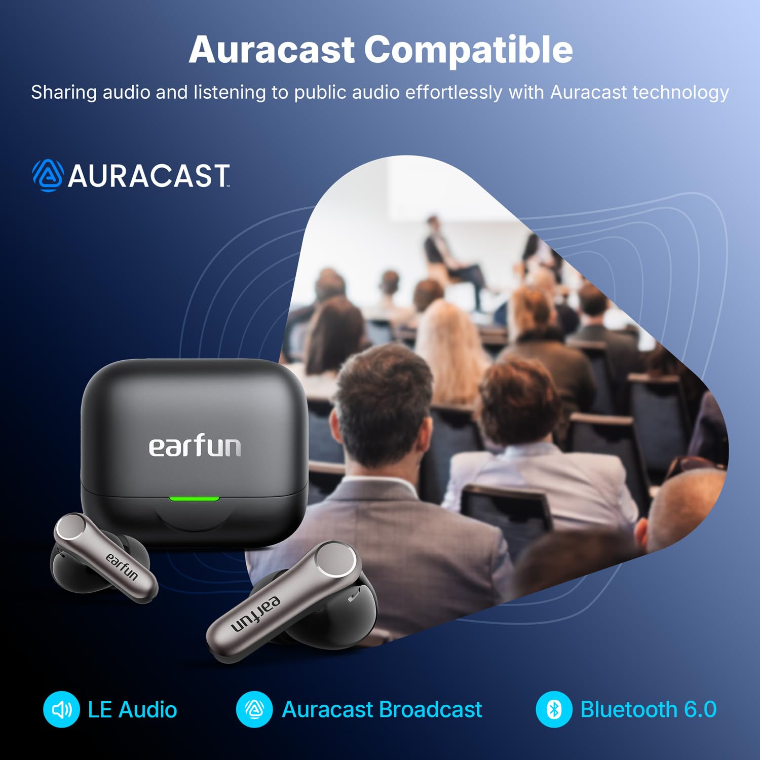 EarFun Air Pro 4+ słuchawki Bluetooth z redukcją szumów, hybrydowy system sterowników, Hi-Res Audio, aptX Lossless, LDAC, 6 Mik. AI połączeń, akumulator 54 godziny, multipoint, rozpoznawanie noszenia