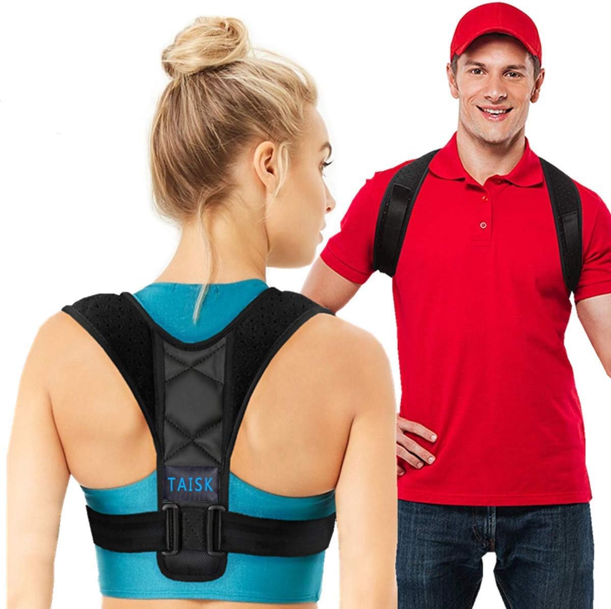 Posture Corrector, Posture Back Brace for Men and Women- Comfortable Upper Back Brace Clavicle Support Device for Thoracic Kyphosis and Shoulder - Black28"-45"