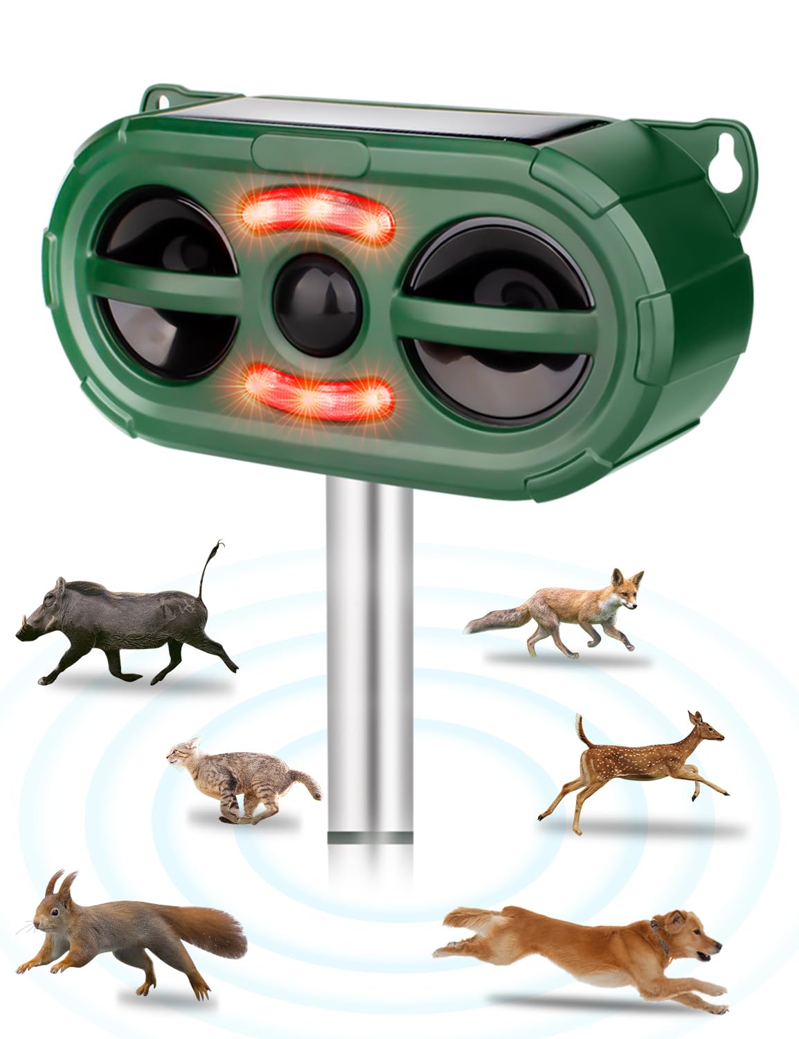Deer Repellent Devices,2026 Solar Cat Repellent Outdoor with Motion Sensor | Waterproof Ultrasonic Squirrel Repellent for Yard,Garden,Rabbit Repellent with LED Light for Deer,Cat,Squirrel,Rabbit,Raccoon-image-31