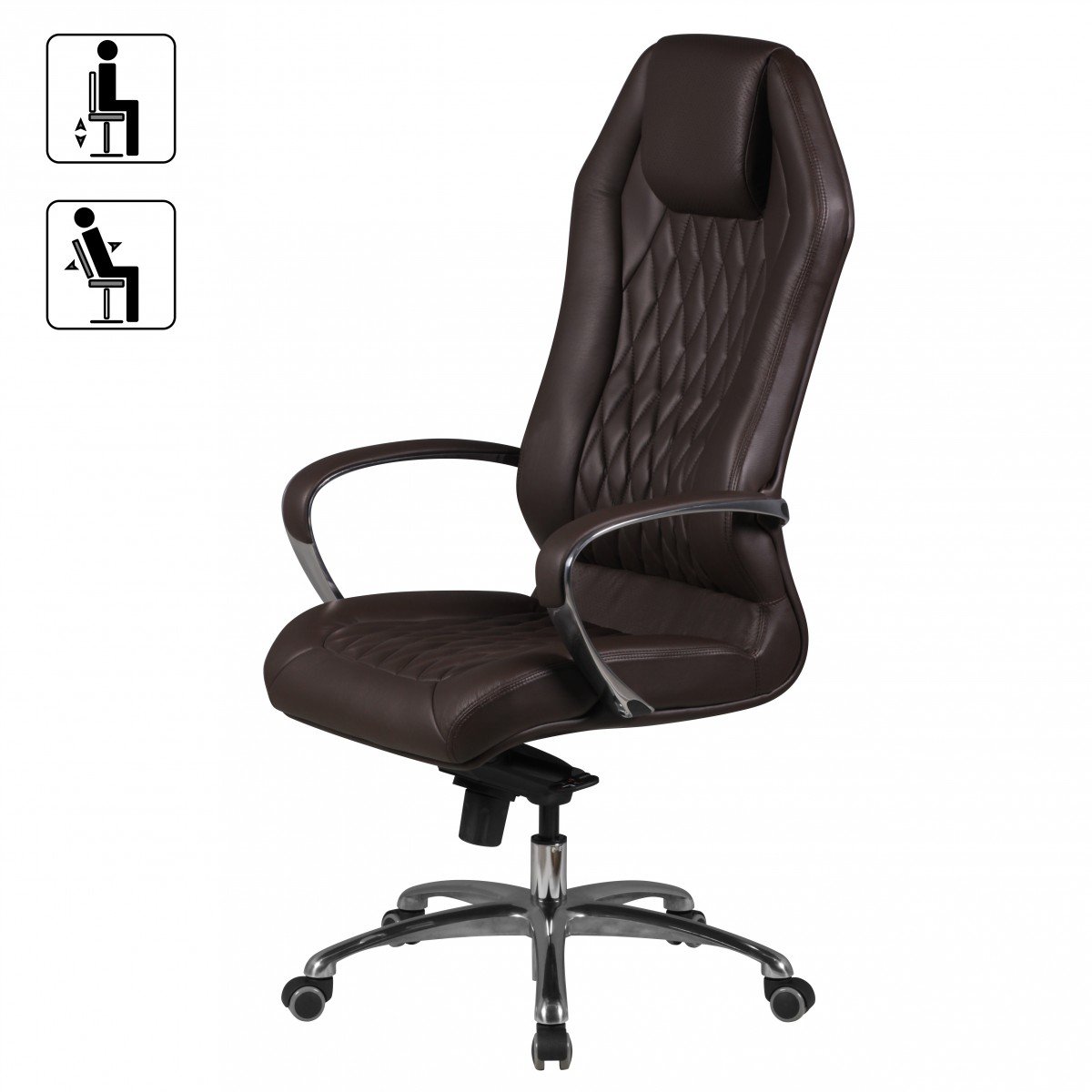 Amstyle Bürostuhl Monterey Echt-Leder Braun Sedia da Ufficio, Pelle, Marrone, 70 x 70 x 136 cm
