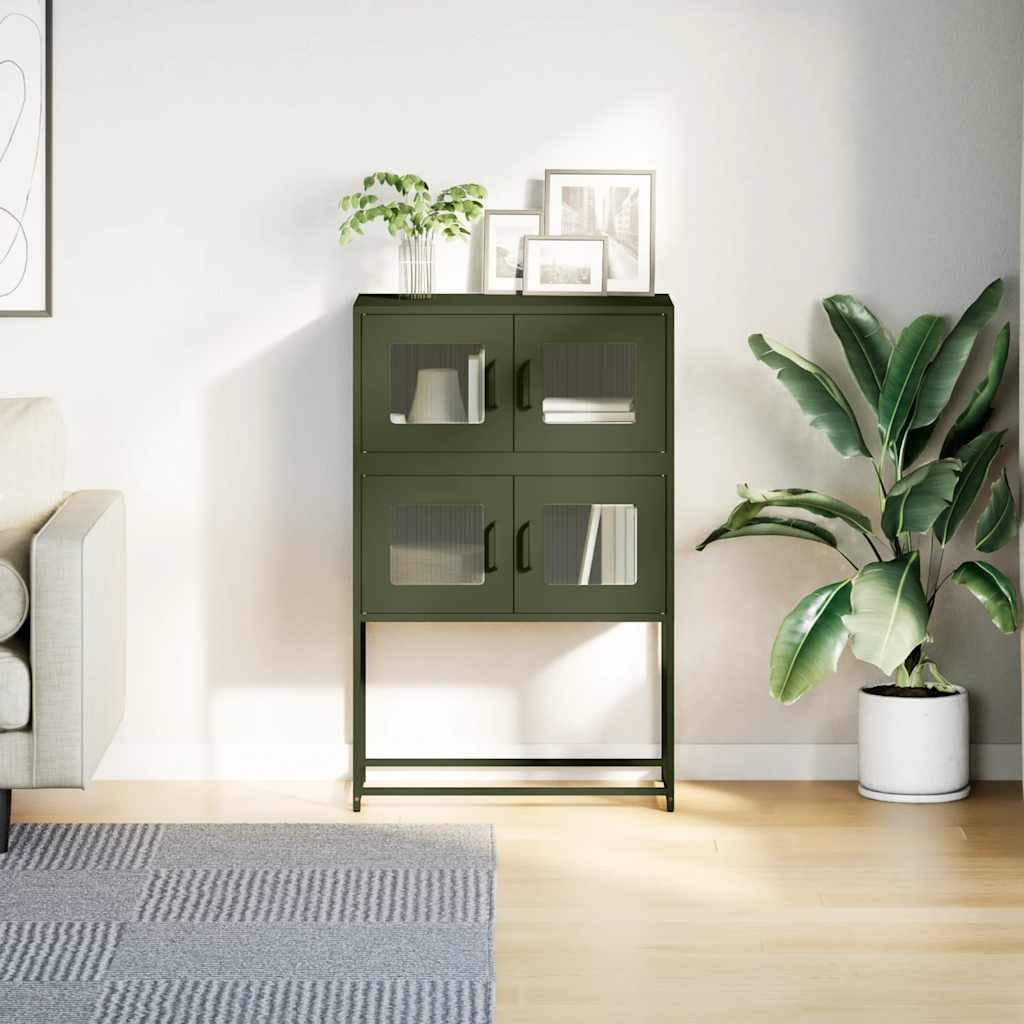 Generisch Olivgrüner Stahlschrank, 68 x 39 x 107 cm – Robuster, kaltgewalzter Stahl, viel Stauraum, Flexible Türmontage und praktische Griffe für optimale Organisation im Haushalt