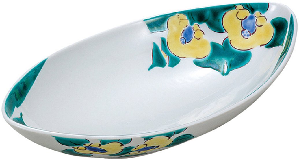 Amazon.co.jp: 伊野正峰 長皿 白 25.5×13.5cm 九谷焼 松浦慎弥 8.5号鉢