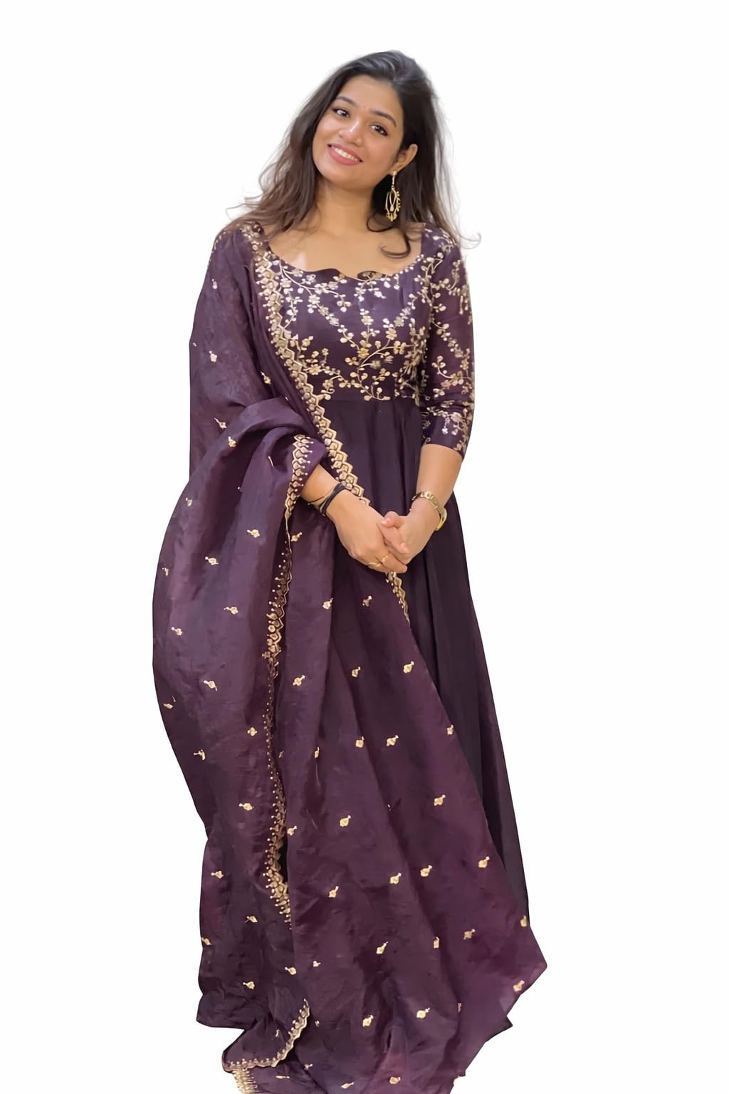 Stunning Pre-Draped Saree-Anarkali with Beautiful Embroidery Party-Ready Chic Ethnic Wear-image-33