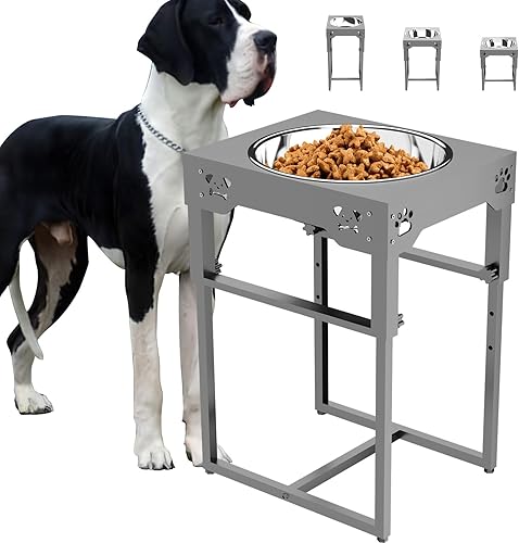 Mobbyko Cuencos elevados para perros, cuenco elevado para perros grandes con cuenco extra grande de 4 litros, 6 alturas opcionales (7.1 a 20.3