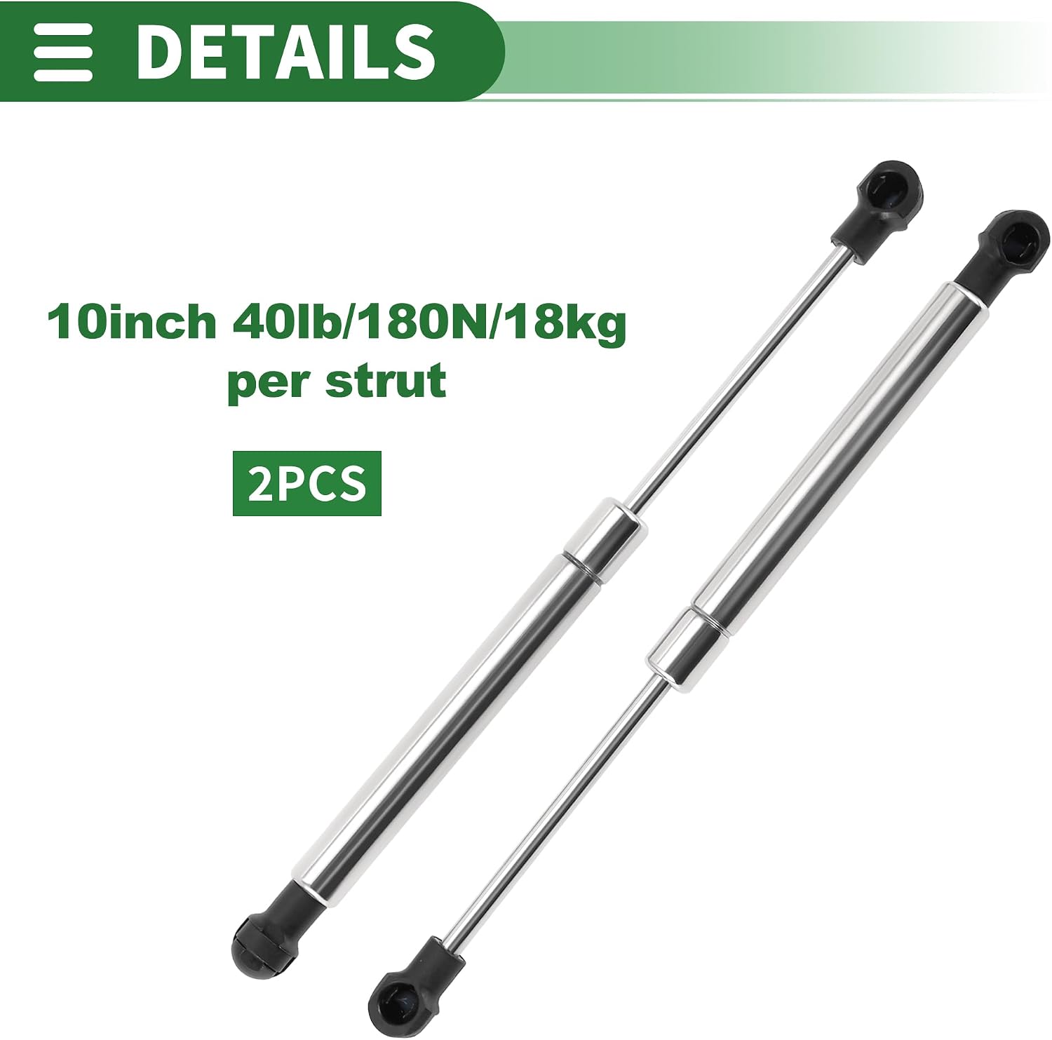 Motoforti 10inch Stainless Steel Lift Support Struts Marine Gas Spring 40lb/180N/18kg for Boat Hatch Window Door Lid 2 Pcs
