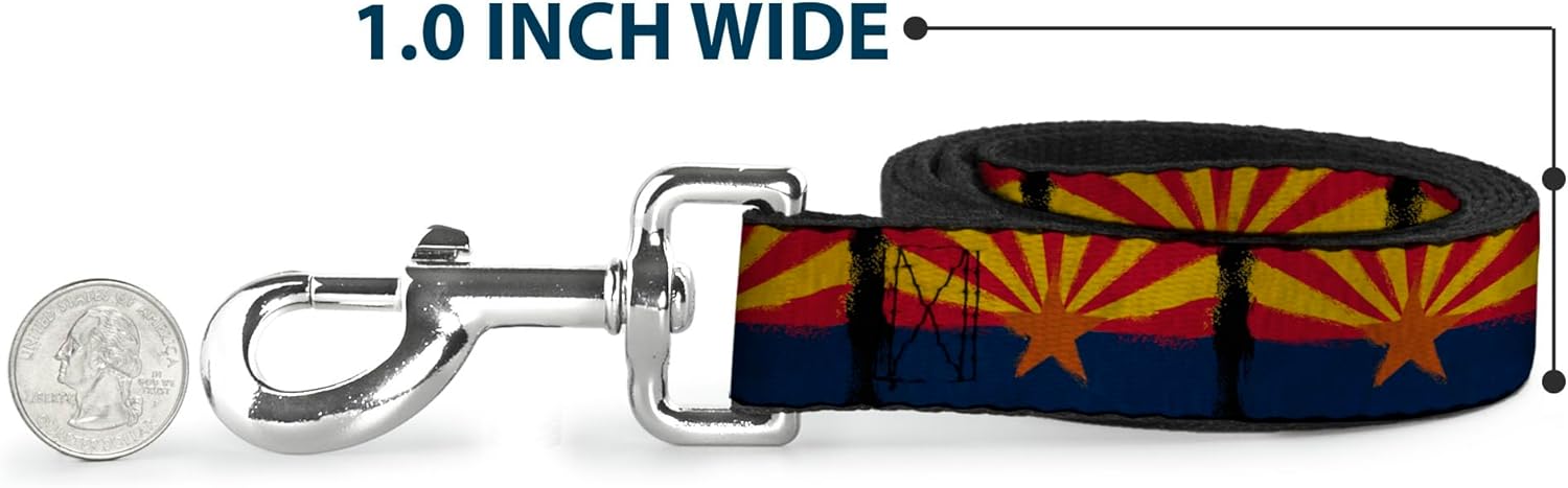 Dog Leash Arizona Flag Distressed Painting 6 Feet Long 1.0 Inch Wide