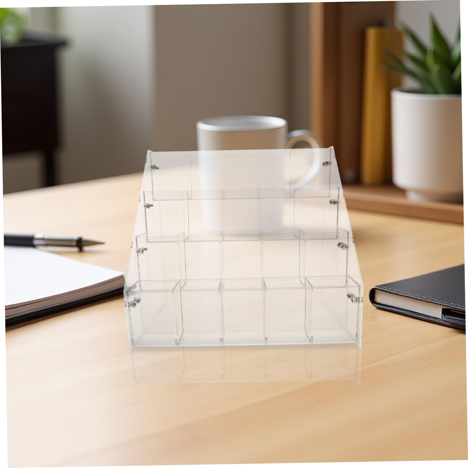 4nivel Expositor de Bolígrafos Acrílico Transparente Compartimentos para Escritorio Organizador de Papelería para Oficina y Útiles Escolares para Almacenar Bolígrafos y Brochas