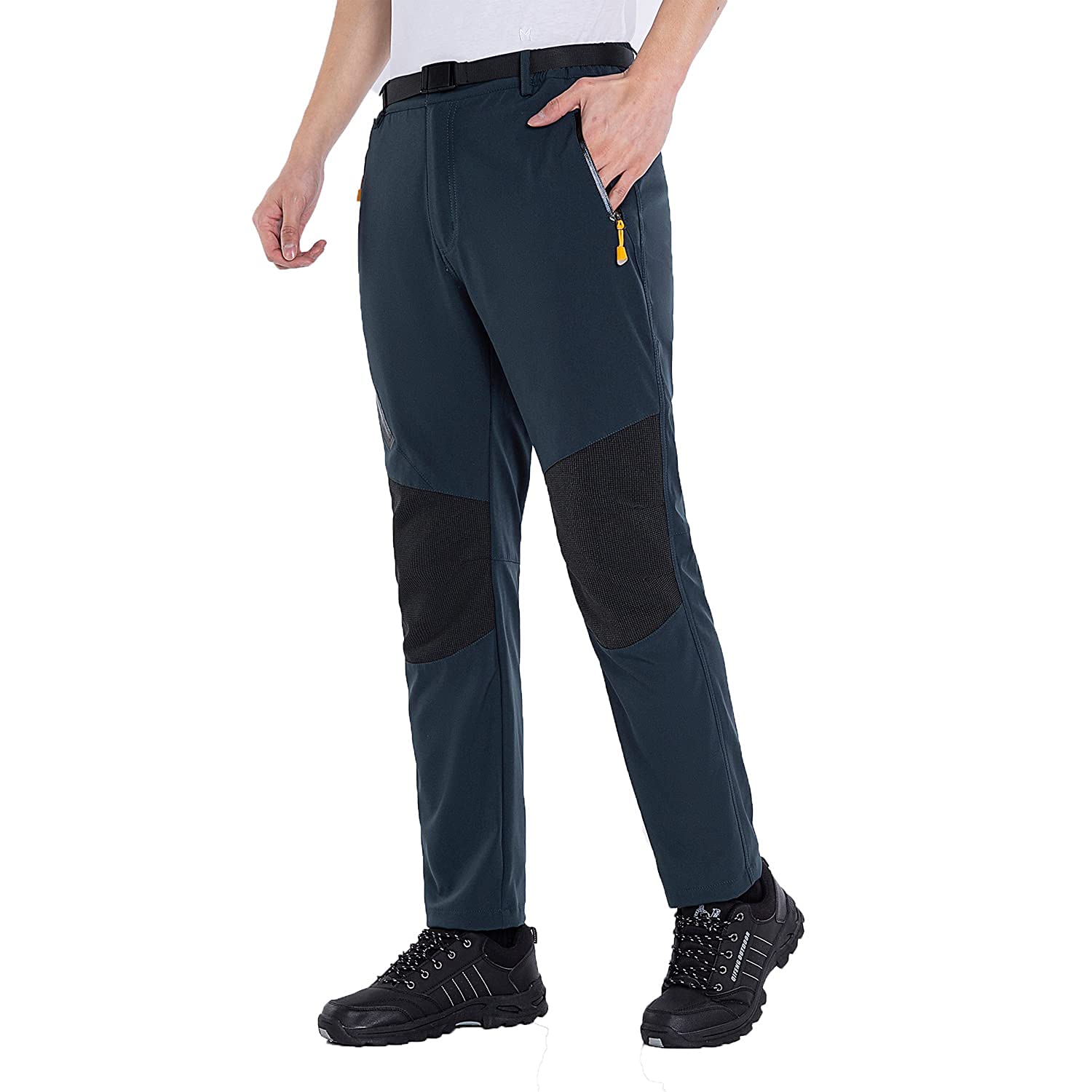 Pantalones de Senderismo Ligeros Softshell para Hombre Pantalones de Senderismo Transpirables al Aire Libre Bolsillos con Cremallera para Primavera/Verano/otoño