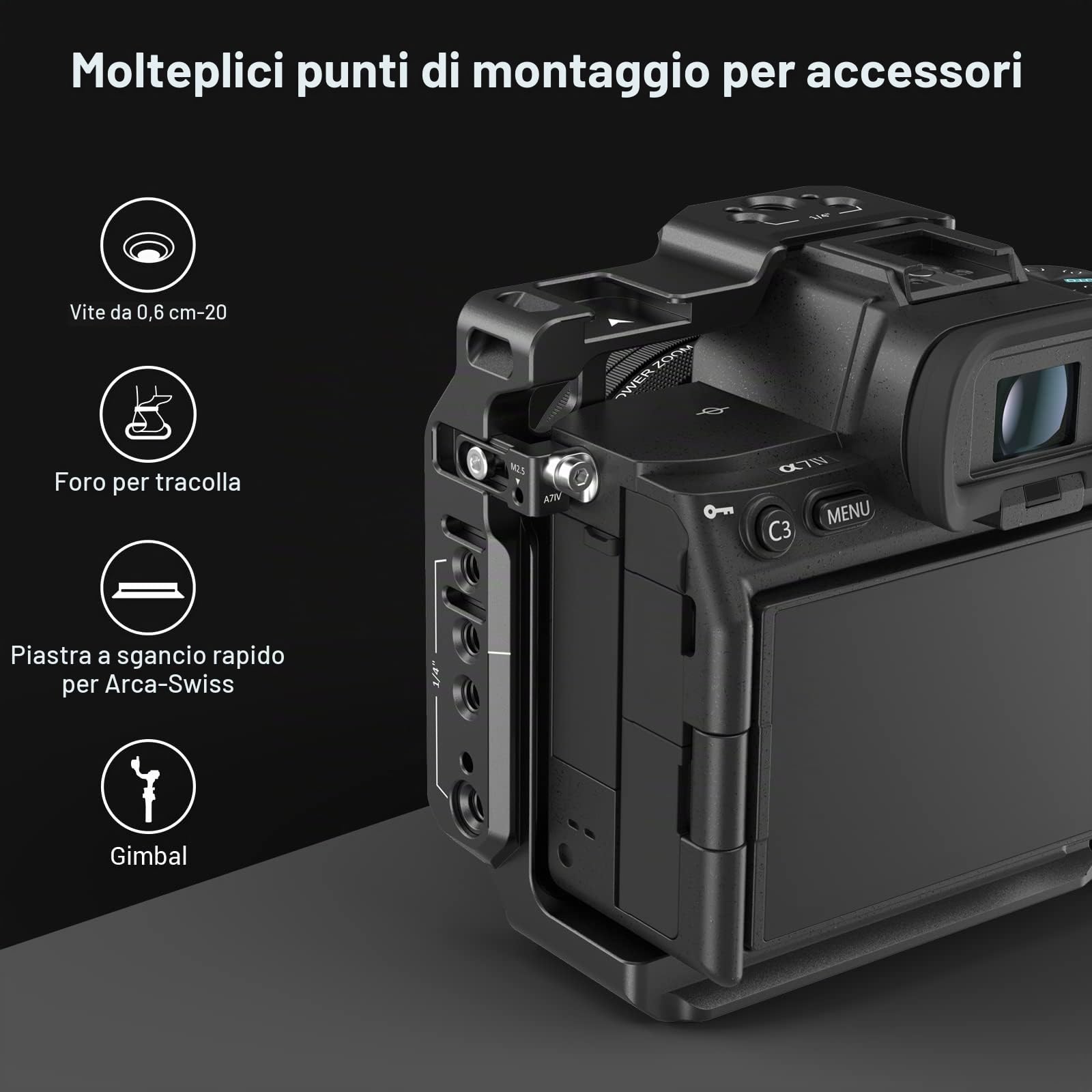 SMALLRIG Mezza Gabbia per Sony A7 IV A7S III A1 A7R IV A7R V- 3639