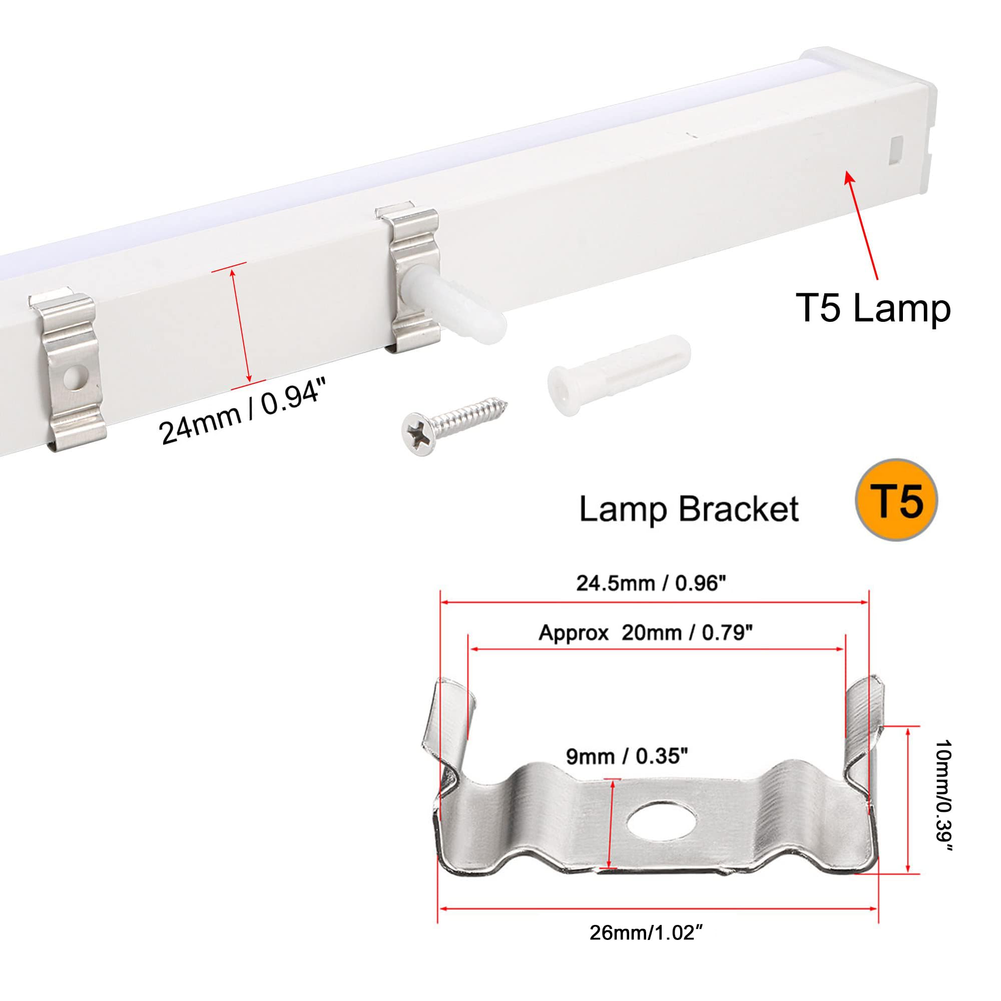 TOP-VIGOR 10Pcs T5 Clips Bracket Hanger Fluorescent Tube Light Fixture Holder Clamps with Screws for LED Bulbs Ceiling Lamp to Prevent Sagging - Image 3