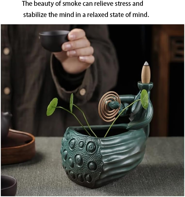 Incense burner ，incense holder ，backflow incense burner ，Decor Accessory Backflow Incense Burner Vintage Incense Holder and Incense Burner Incense Thread for Decoration Relaxation Incense Holder(Green