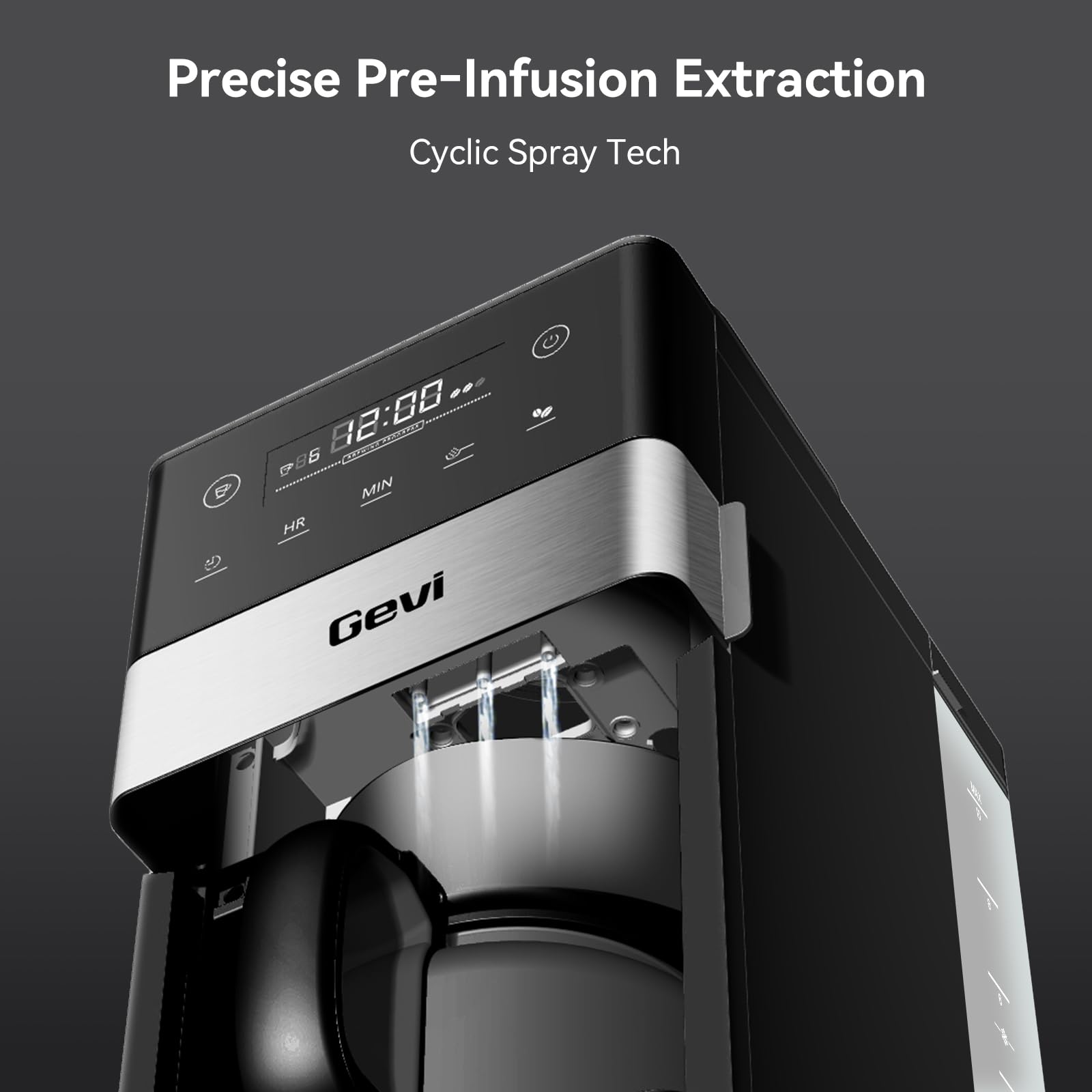 Gevi 10-Cup Grind & Brew Coffee Maker, Touch Screen, Programmable Brew | All-In-One 10-Cup Coffee Maker With Built-In Grinder & Glass Carafe, 90-Min Warm Plate, Reusable Filter, 1.5L Tank