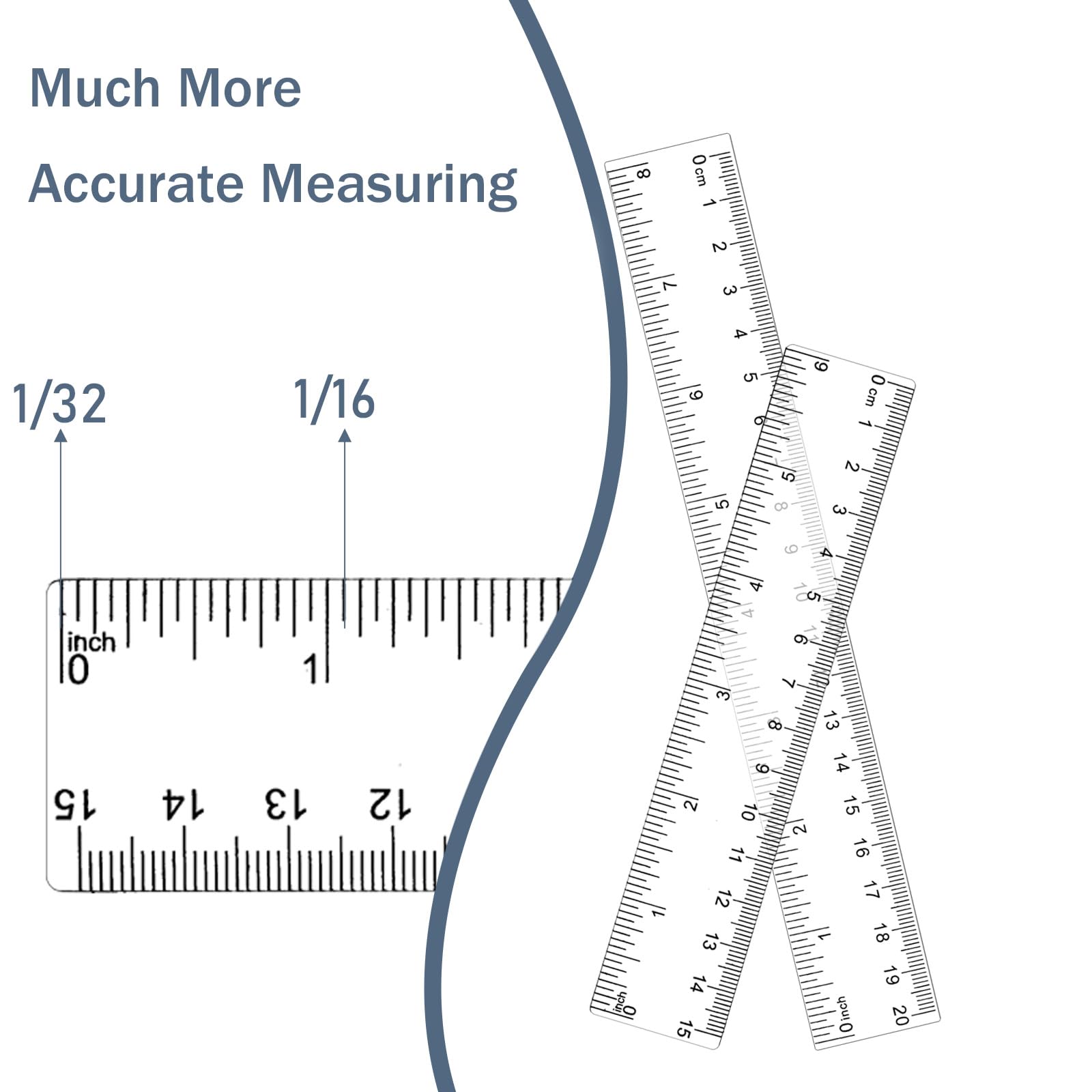 10 Pcs Clear Ruler, Clear Plastic Ruler 6 Inch 8 Inch Transparent Shatterproof Straight Rulers with Inches and Centimeters for School Classroom Home Office - Image 4
