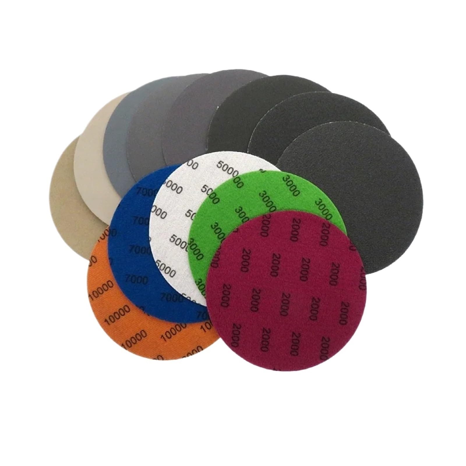 50 pz 5 pollici 125mm dischi abrasivi gancio anello carburo di silicio carta vetrata bagnato/secco grana 60-10000 for lucidatura rettifica(7000)