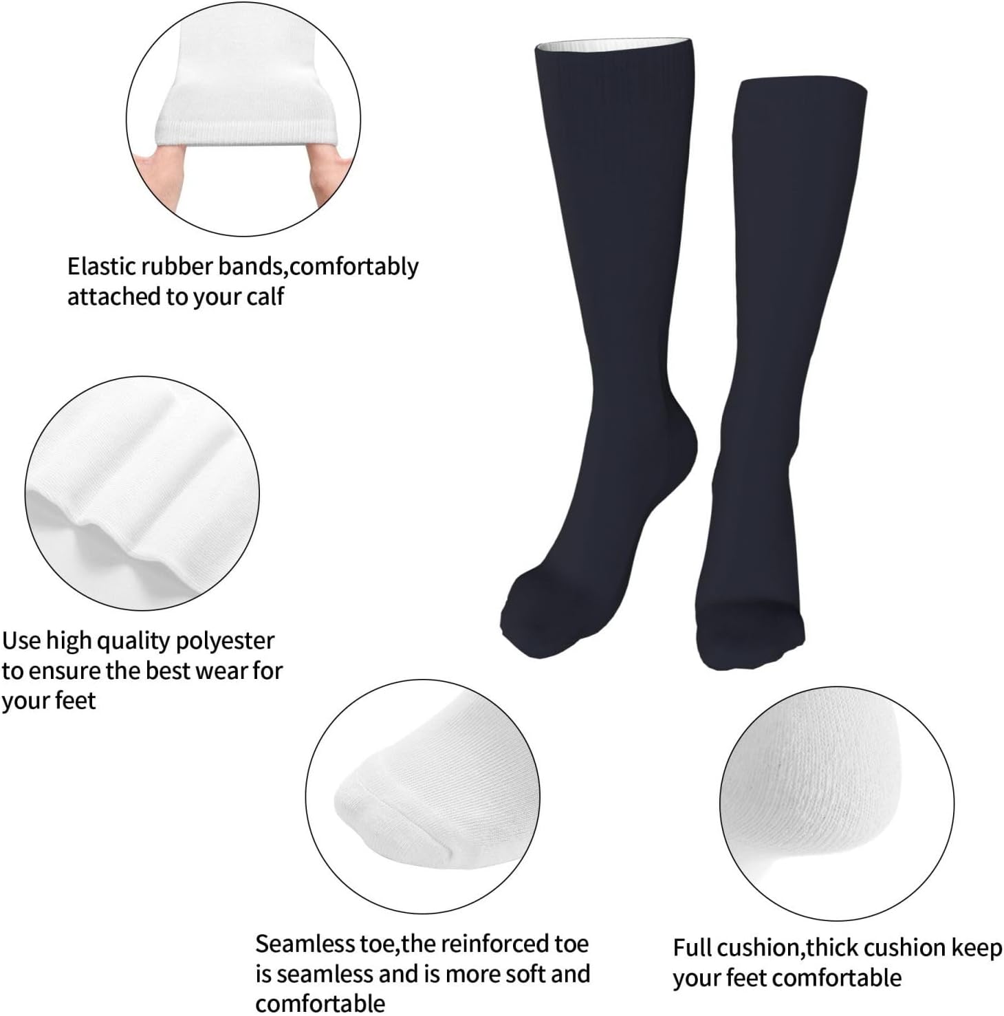 Solid color black Premium Compression Socks-Stylish, Comfortable, and Durable-For All-Season Wear and Activities