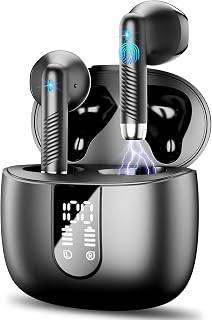 Wasart Wireless Earbuds, Bluetooth 5.3 Headphones in-Ear with CVC8.0 Noise Cancelling Mic, 40H Bluetooth Ear buds with 14.2mm Driver Stereo, Wireless Earphones IP7 Waterproof for Android/iOS, Black