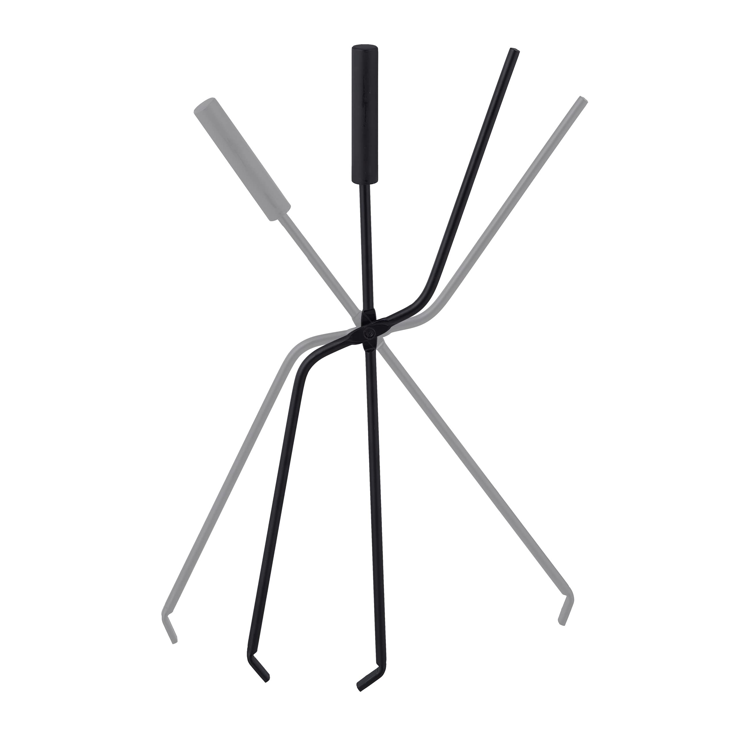 Relaxdays Accesorios Chimenea, Set de 5 Piezas, Atizador, Pala, Escoba, Pinzas y Soporte, Útiles Estufa, Acero, Negro