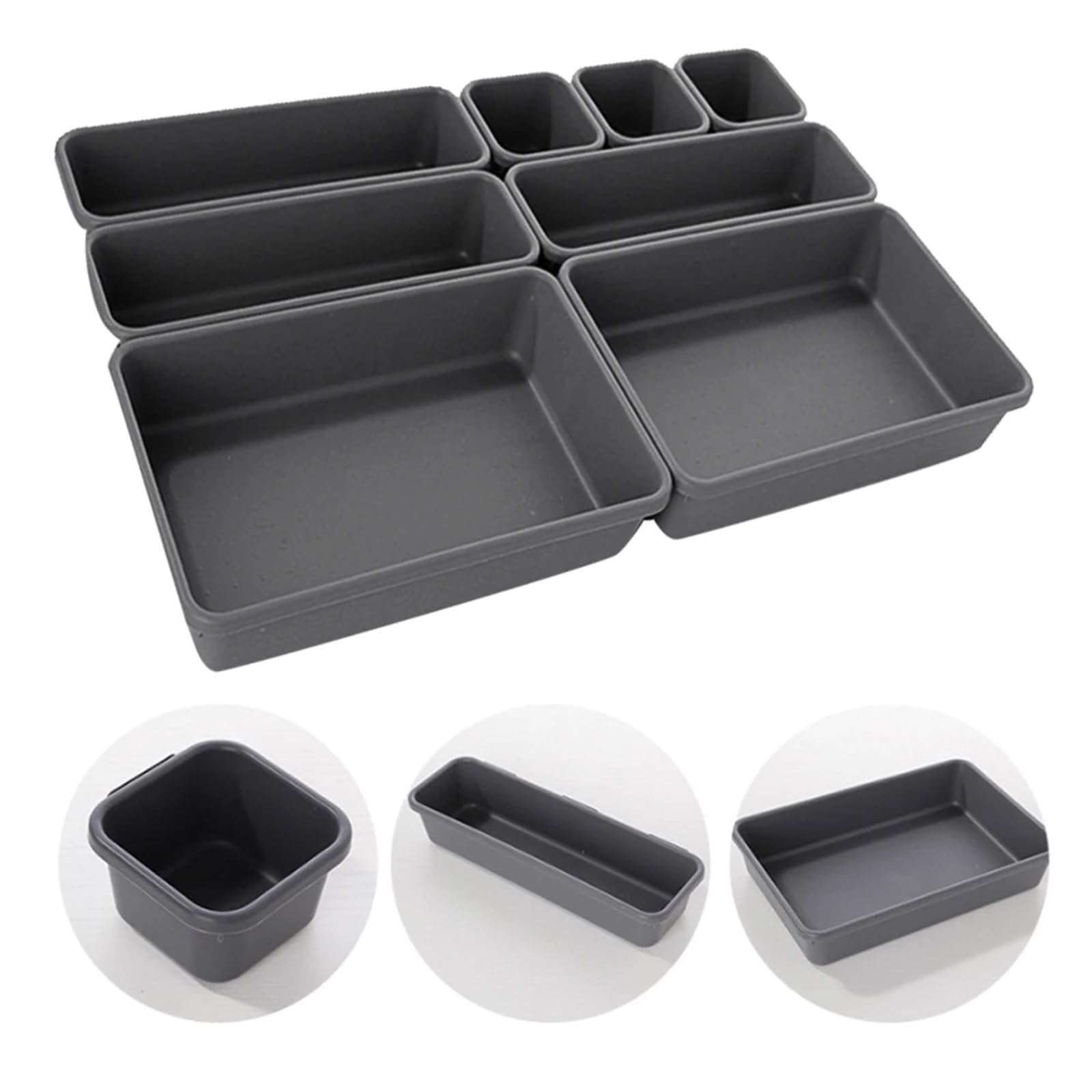 8 Stück verstellbare Schubladen-Organizer-Box-Tabletts Make-up-Kosmetik-Sonstiges-Teilerhalter Küche Badezimmer Schrank Schmuckschatulle Für Schminktisch(White)