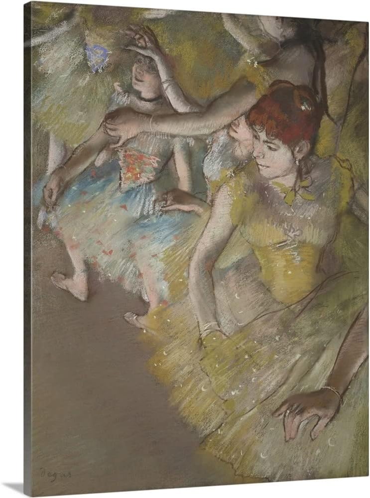 CANVAS ON DEMAND Ballet Dancers On the Stage, 1883 Canvas Wall Art Print by Edgar Degas, Impressionism, Classic, Figurative, Home Decor, Dance, Female Artwork, 12"x16"