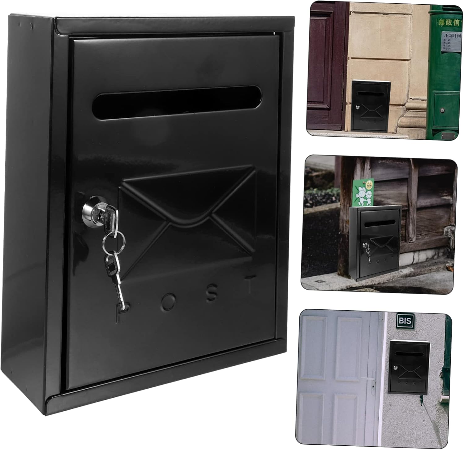 Wall-Mount Retro Mailbox Lock Outdoor Letter Box for Home Sturdy Metal Design Style for Garden Decor