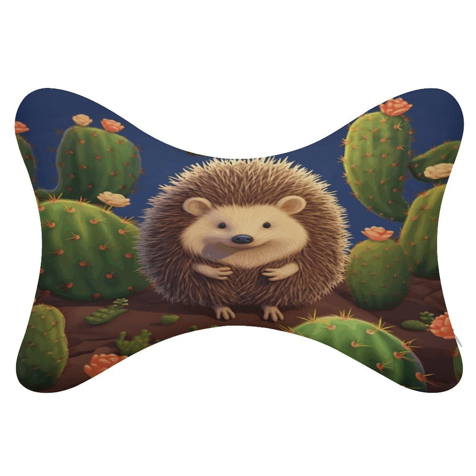 VstaDank Hedgehog Cactus Car Neck Pillows 2 Pack Removable Ergonomic Cervical Support Pillow Fashion Cozy Bone Shaped Pillows Soft Car Headrest Pillow for Office Airplane Most Car