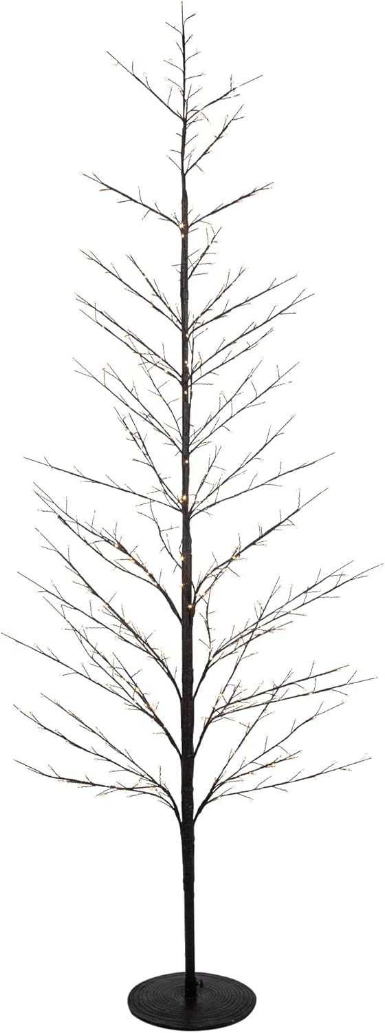 7' Matte Black Tree Warm White LED Copper Wire Lights