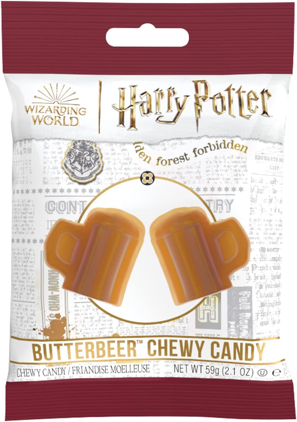 Jelly Belly Butterbeer Chewy Candy Bag - Gluten Free Jelly Beans - Dairy and Fat Free - Sweet Treats for Children of All Ages, 2 x 59 Grams