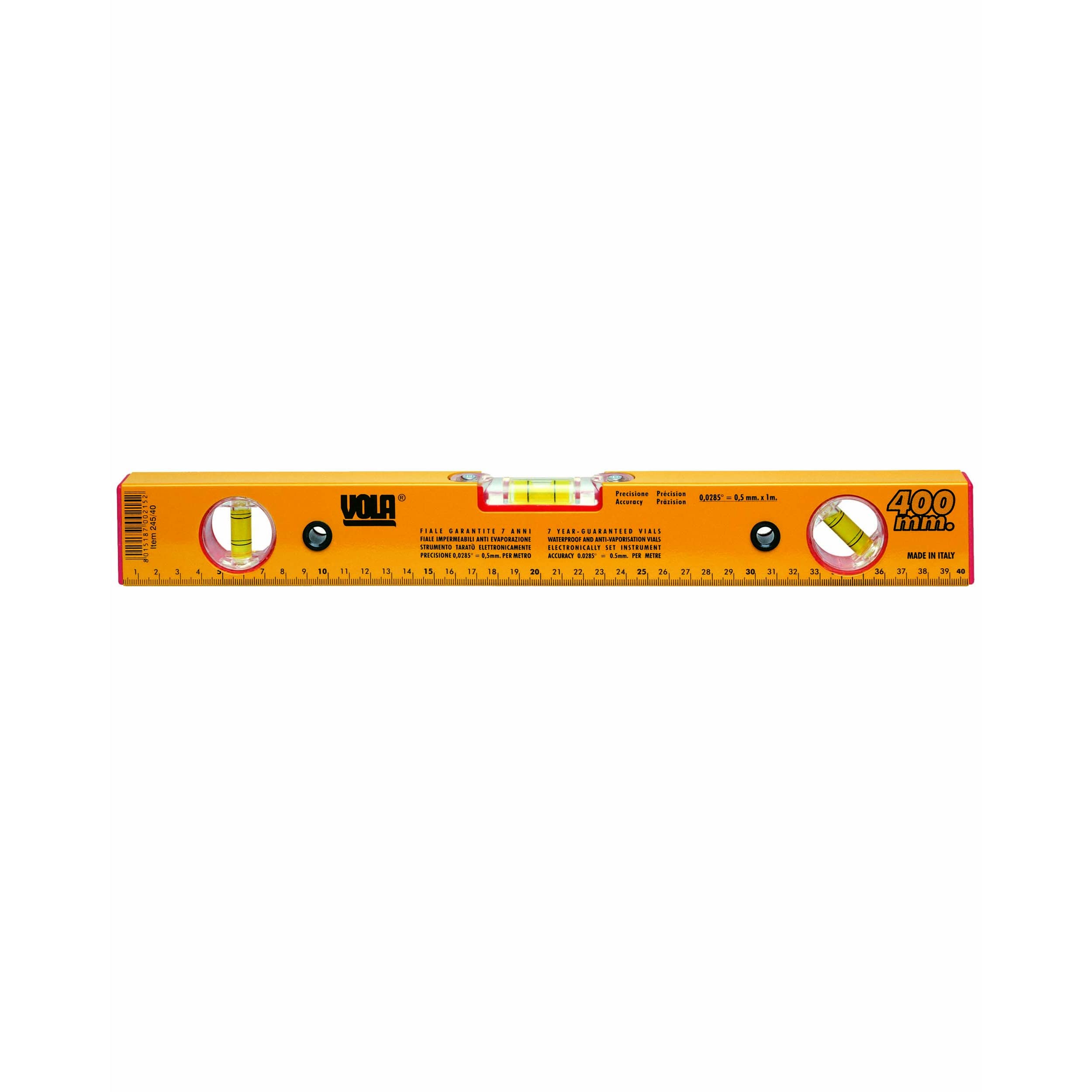 LIVELLA ALLUMINIO 3 BOLLE STRUMENTO PER MURATORE VOLA VARIE MISURE (40 cm)