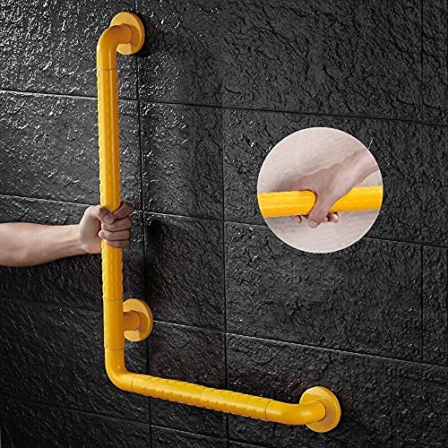 Barre de sécurité en L jaune pour douche et WC senior