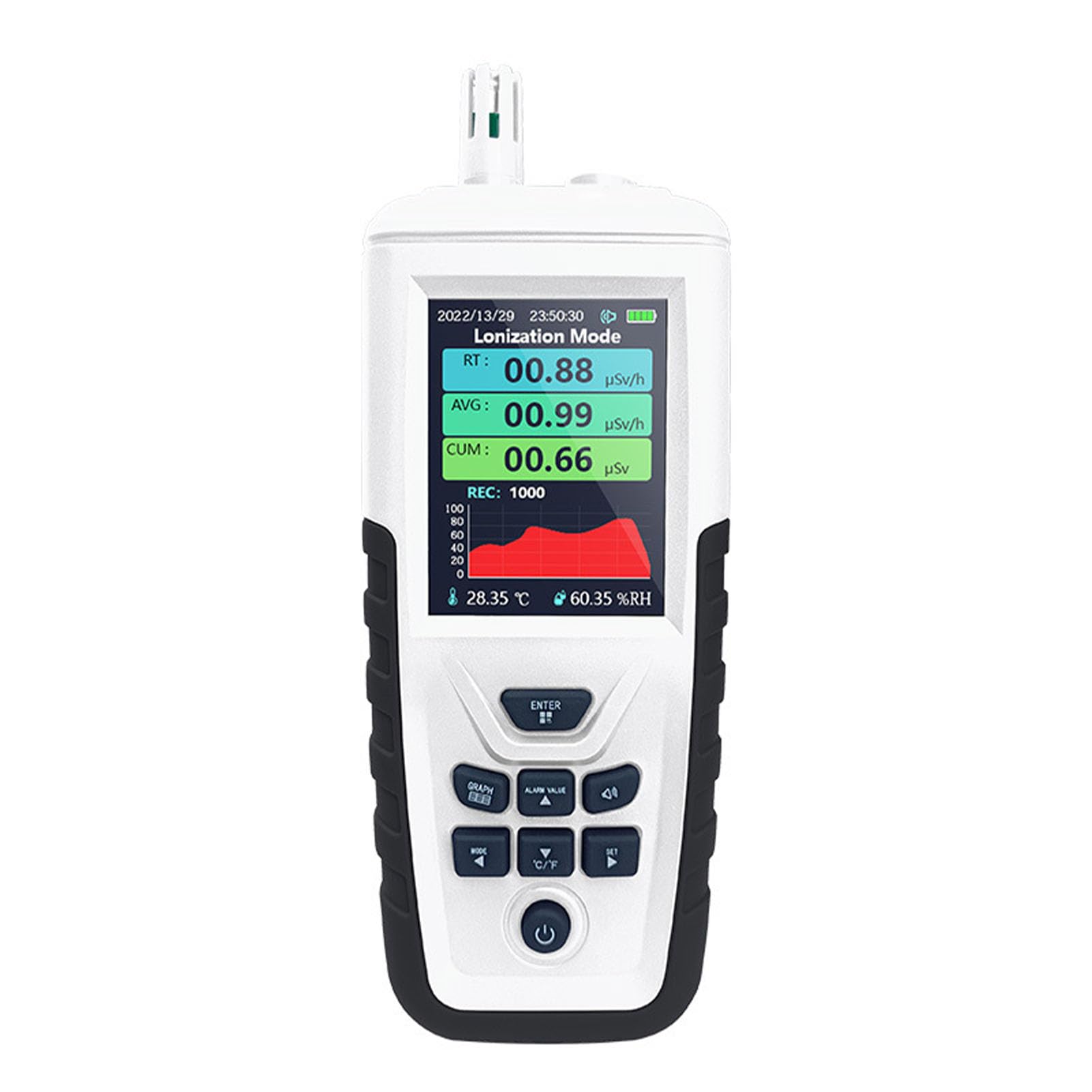 Detector de Radiación Nuclear, Monitor de Radiación de Contador Geiger ABS de 0 a 999,9 USv H, Detección de Rayos X Beta Gamma con Alarma de Luz Sonora para Uso Personal en Hospitales