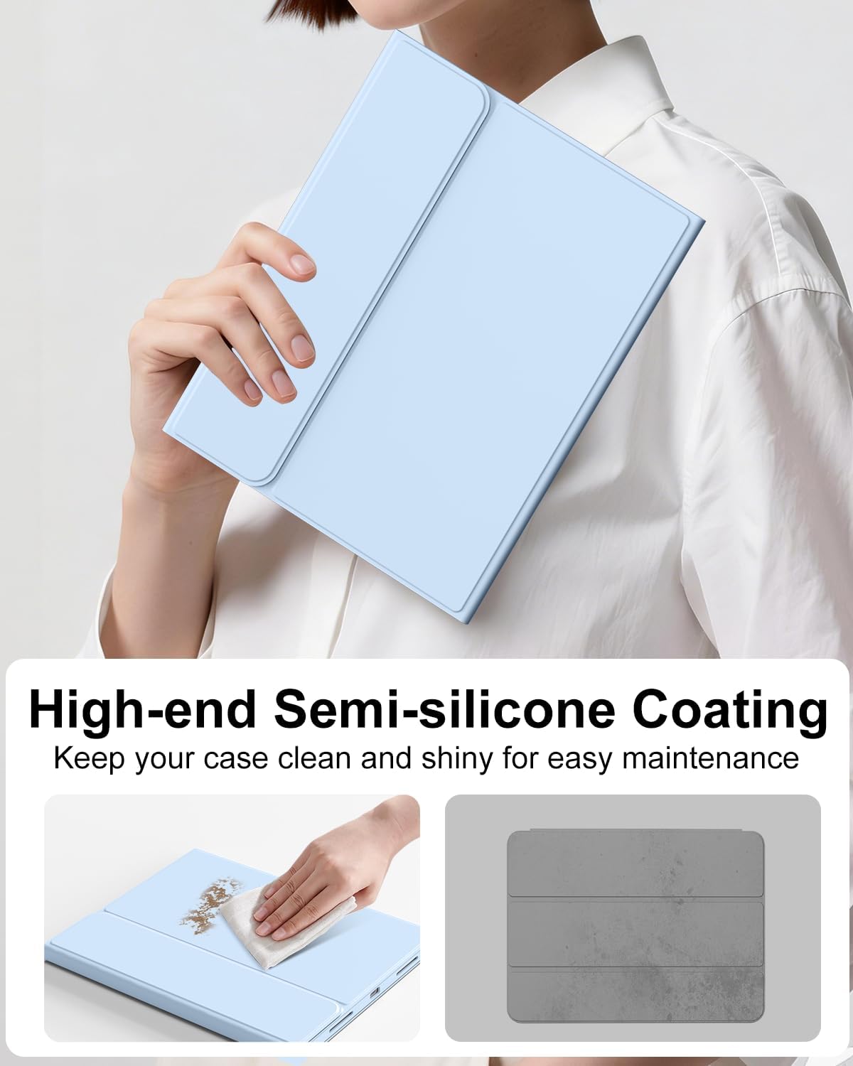 for iPad 11th 10th Generation Case with Keyboard, Folio Cover with Pencil Holder, Multi-Touch Trackpad, 7 Color Backlit, Detachable Keyboard for iPad (A16) 11th/10th Gen, Blue