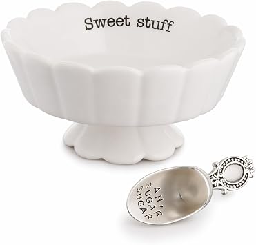 Mud Pie 4881012S Candy Dish Sweet Stuff with Scoop, White
