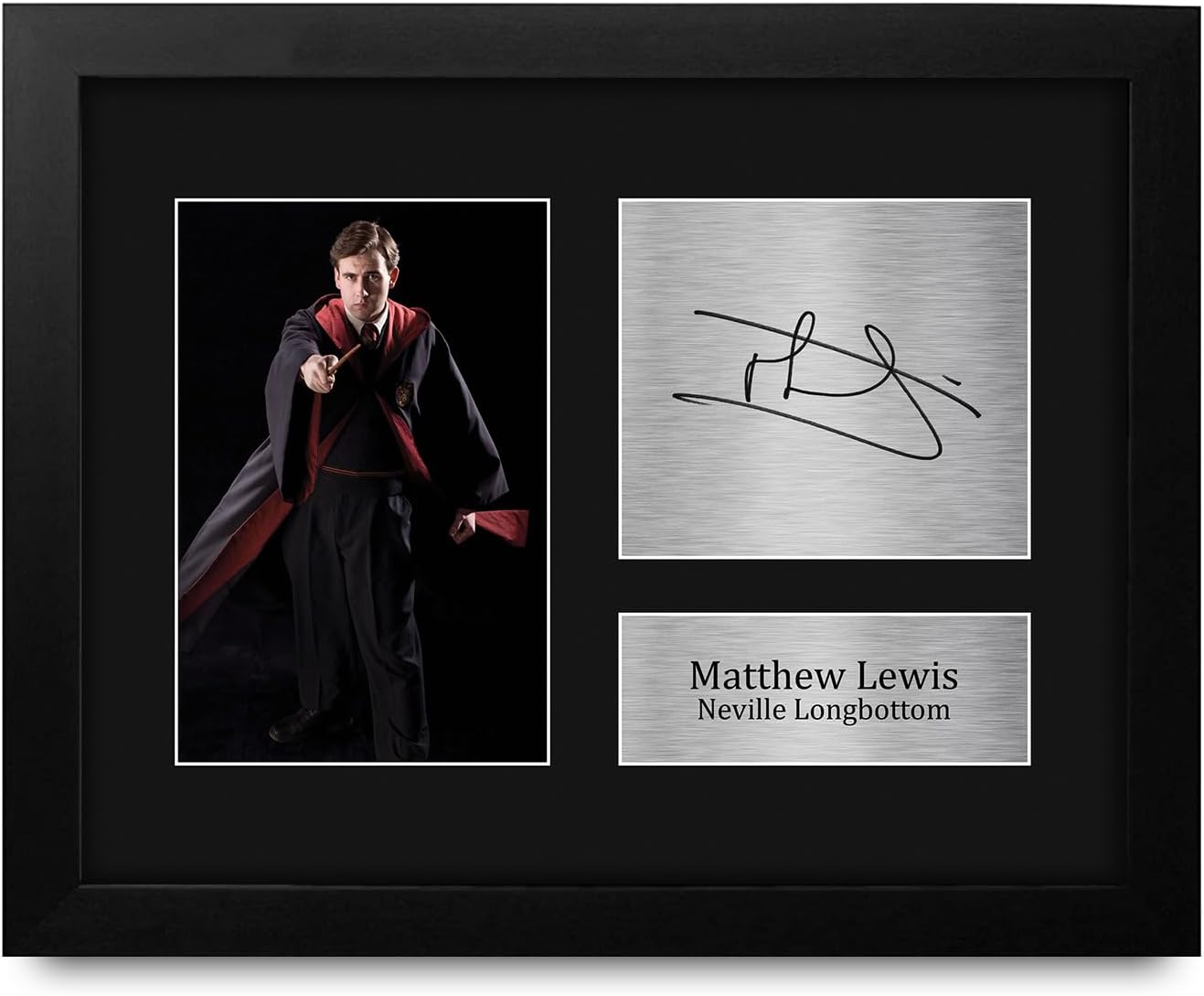 HWC Trading Matthew Lewis Harry Potter Neville Longbottom Framed Gifts Printed Signed Autograph Picture for Movie Memorabilia Fans - US Letter Size