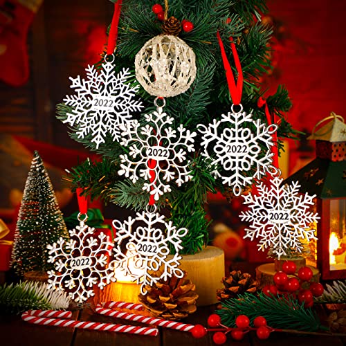 6 Pieces Christmas Ornament 2022 Metal Snowflake 2022 Ornament For Christmas Tree Snowflakes Christmas Hanging Decorations For Winter Christmas Tree Xmas Party Favors Supplies #TOP4