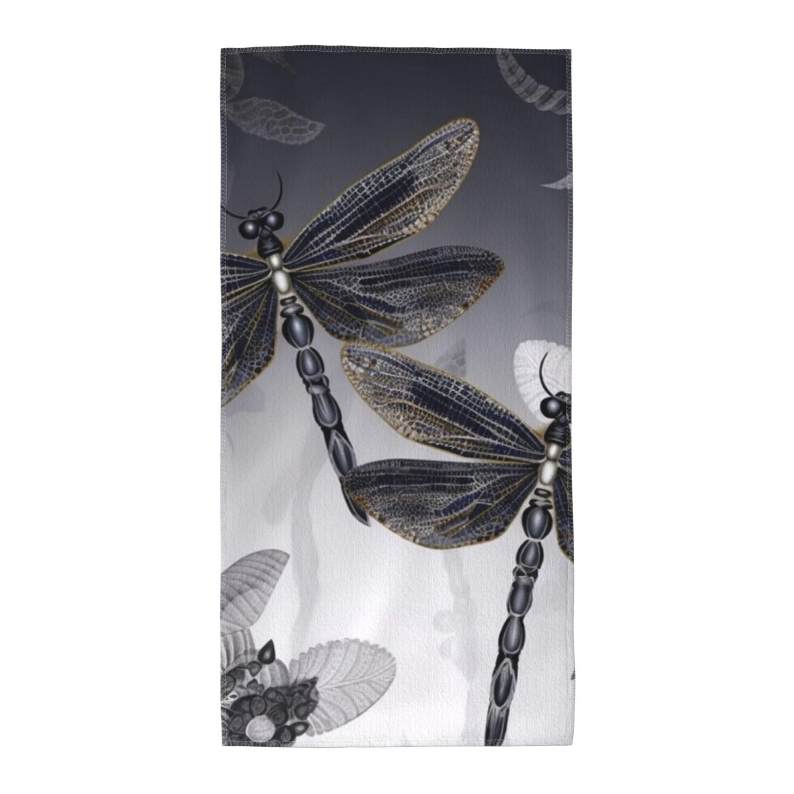 FekiLoot Absorbent Hand Towels 12"X24" Decorative Bathroom Towel Soft Microfiber Face Towel Dragonflies Grey Dish Kitchen Towels for Bathroom Kitchen Hotel Spa Bath Towels