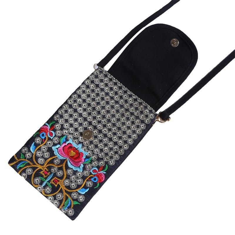 Lady Cell Phone Bag Crossbody Shoulder Wallet Purse Handbag Pouch Ethnic Embroidered Flip Canvas3