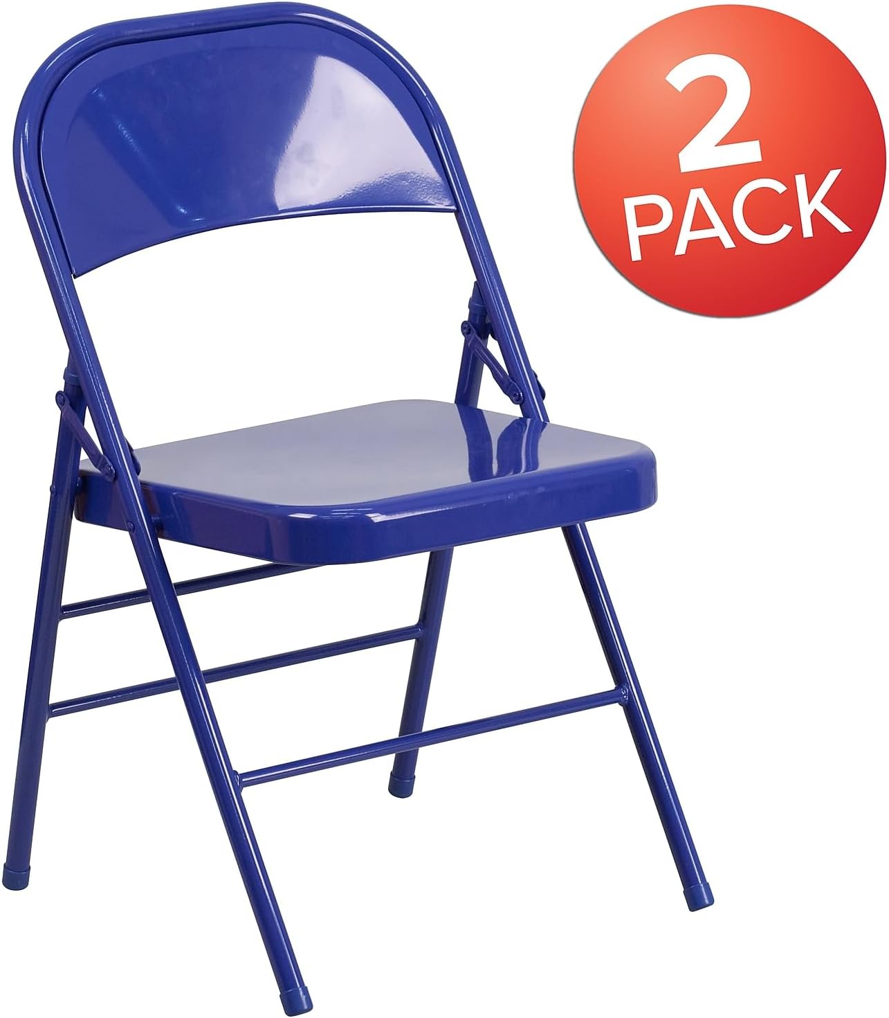 Flash Furniture 2 Pack HERCULES COLORBURST Series Cobalt Blue Triple Braced & Double Hinged Metal Folding Chair